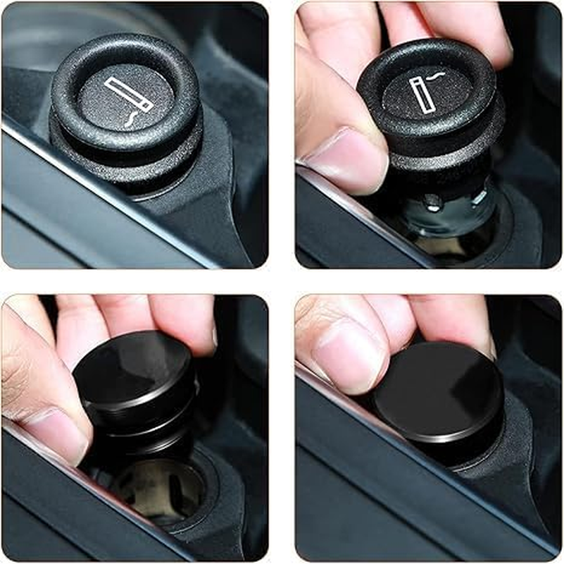 2 Pcs Red & Black Aluminum Alloy Cigarette Lighter Dust Plug - 12V Socket Cover Cap, Dustproof Protection for Car Accessory Ports, Decorative Vehicle Lighter Plug Cover image number 1