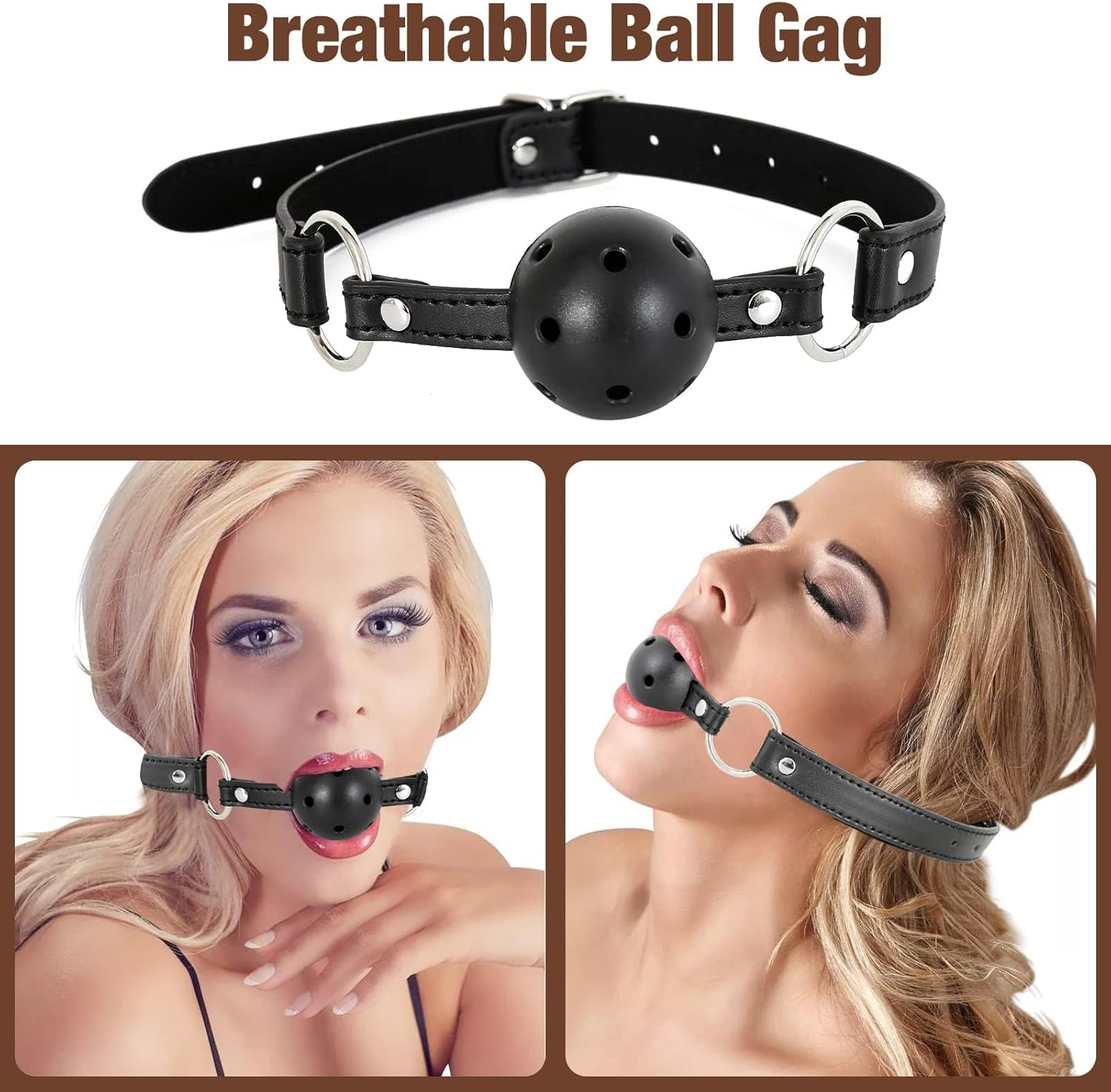 BDSM Anal Hook with Ball Gag, 2 in 1 Leather Sex Bondage Set Anal Trainer with Collar, Handcuffs & Adjustable Strap, Restraints Kit Role Play Butt Plug Fetish Slave SM Adult Sex Toys Unisex image number 2