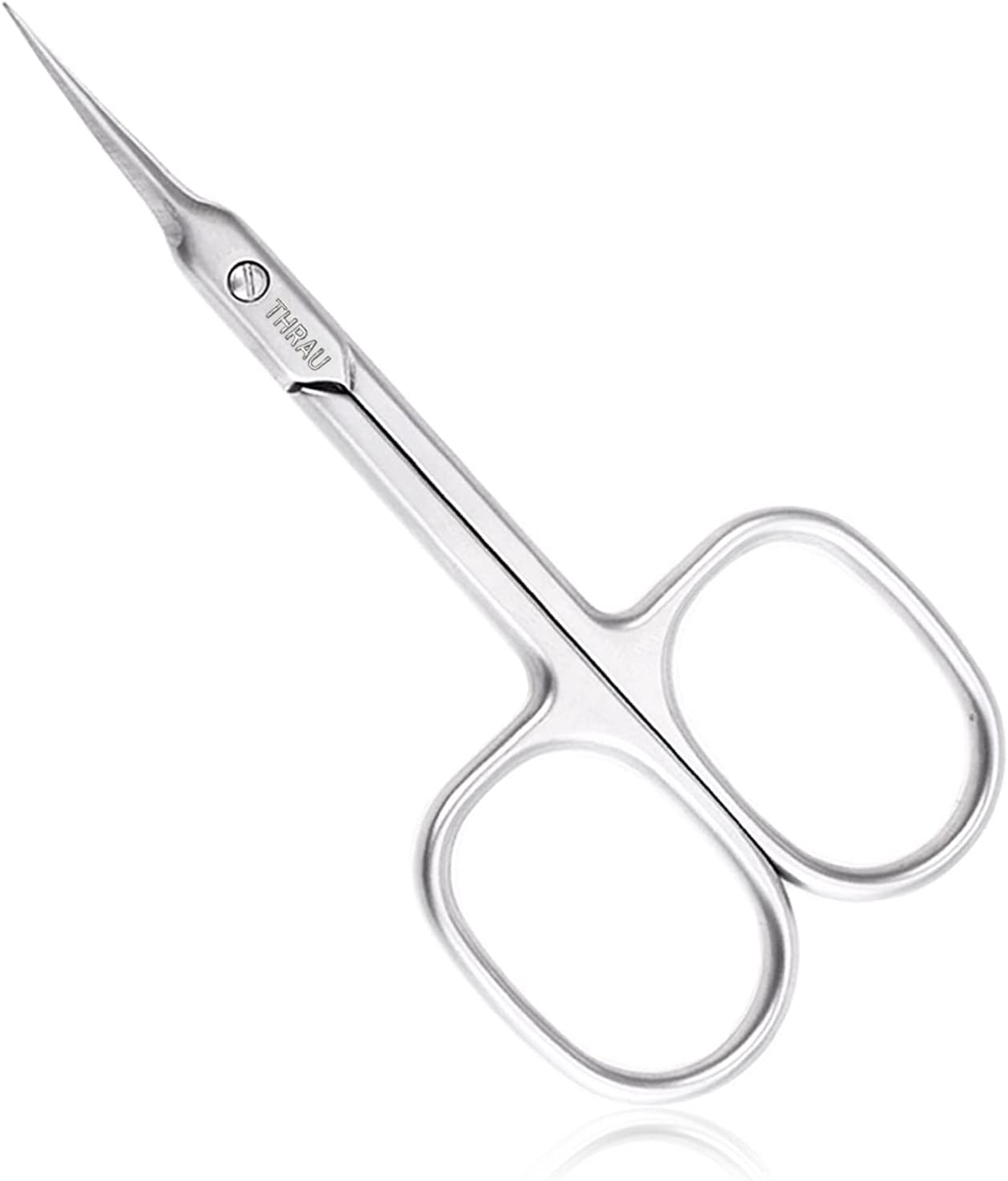 THRAU Cuticle Scissors Extra Fine for Women and Men, Curved Stainless Steel with Precise Pointed Tip Grooming Blades, Manicure, Pedicure, or Trim Nail, Eyebrow, Eyelash, and Dry Skin, 3.7&rdquo;