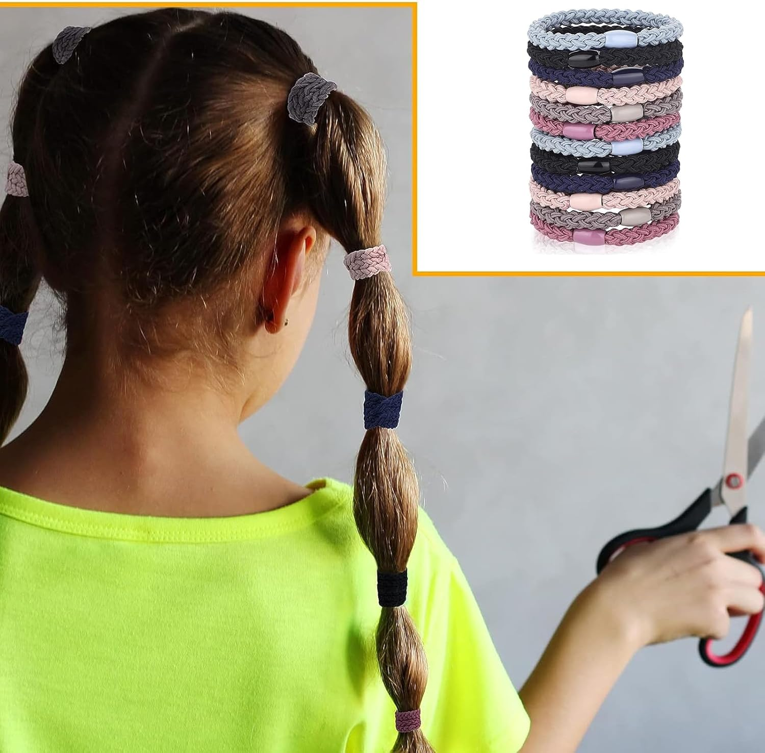 Pack of 12 Braid Holders, Hair Scrunchie Bracelet, Braided Hair Bobbles for Women and Girls, Elastic Hair Bobbles, Reusable image number 5
