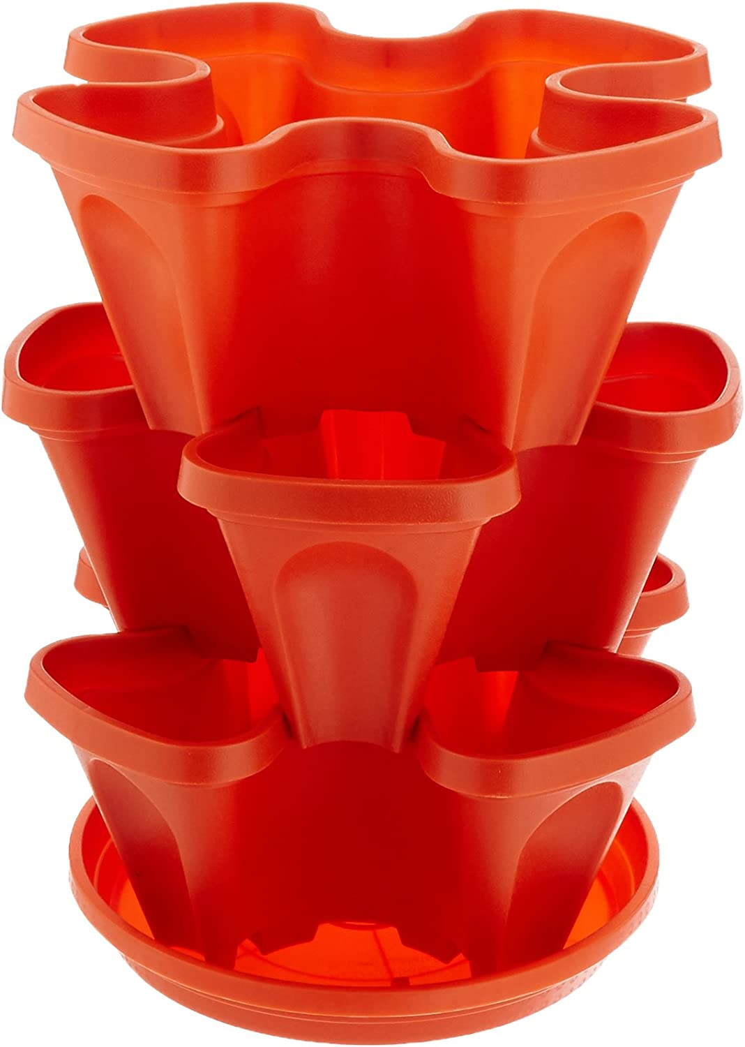 Mr. Stacky 1303-HG Self Watering 3 Tier Stackable Garden Vertical Planter Set, Terracotta, Small