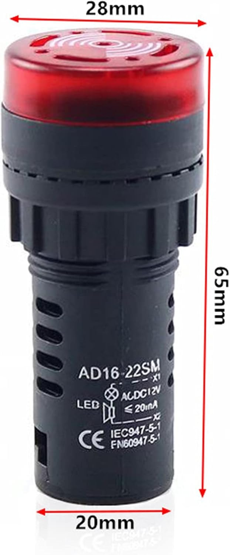 GUMMMY 1PCS AD16-22SM Intermittent Sound,Buzzer Alarm,22Mm 12V 24V 110V,220V Red Green Yellow. (Color : Red, Size : 24V) image number 5