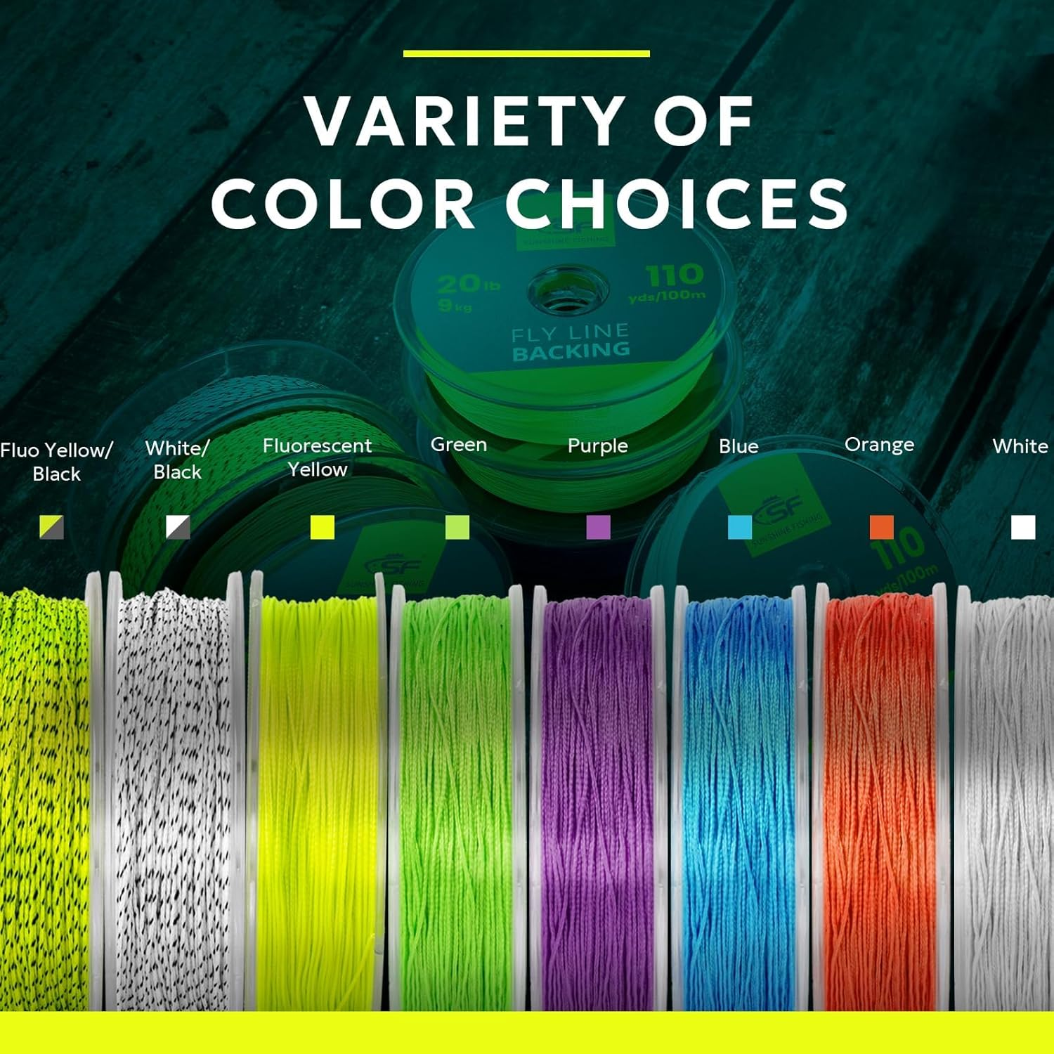 SF Geflochtene Fliegenfischschnur, Forellenschnur, 9 Kg, 13,6 Kg, 50 M, 100 M (Orange, Gr&uuml;n, Blau, Wei&szlig;, Neongelb, Lila, Schwarz Und Gelb) image number 5