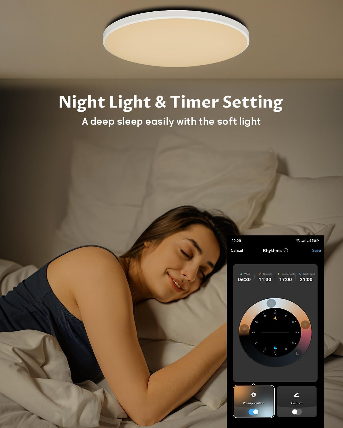 Smart Ceiling Light 24W 12" Flush Mount - Alexa & Google Home Compatible RGB LED Light with Music Sync, 16M Colors, Dimmable Wifi Ceiling Fixture for Bedroom, Kids Room image number 5