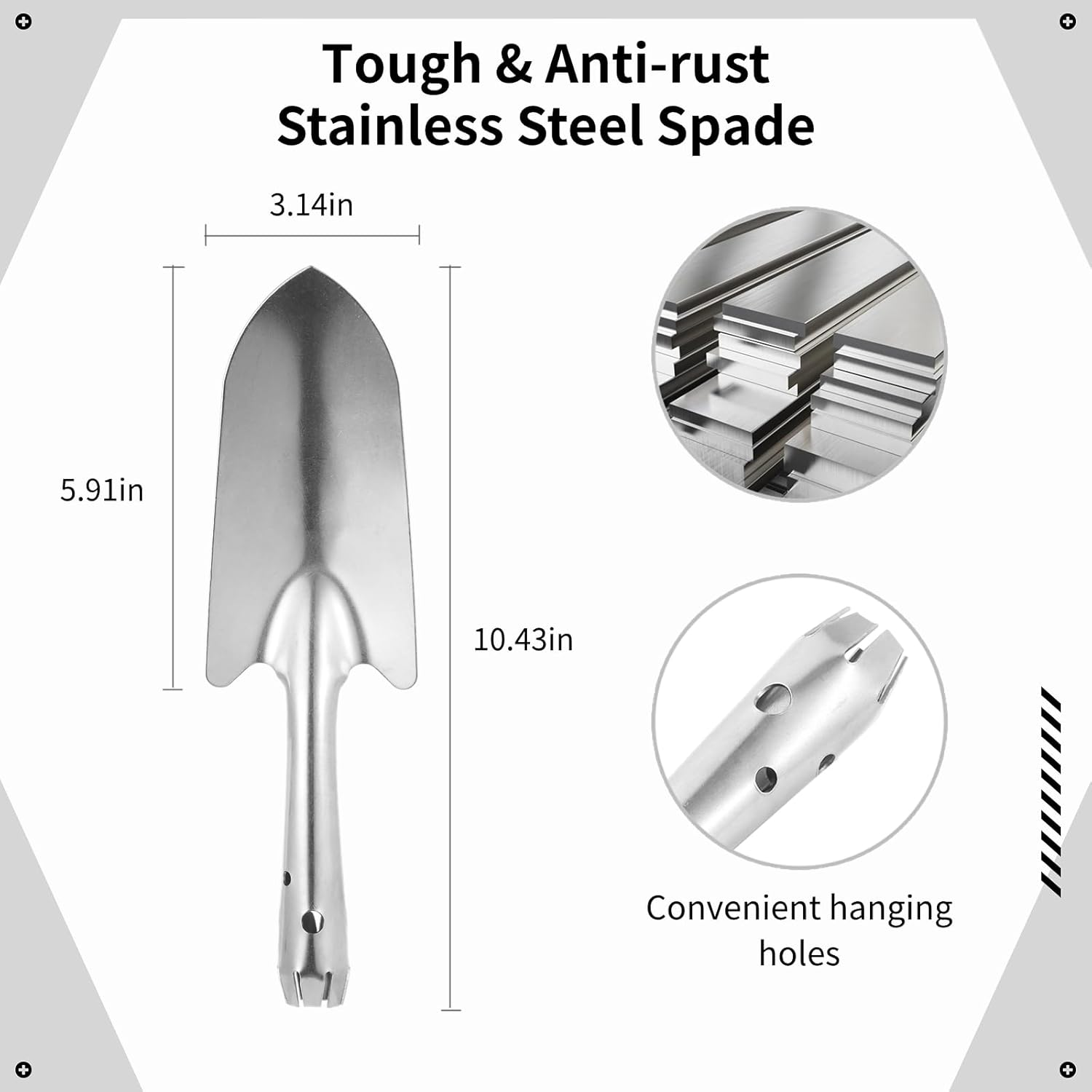 Soil Sifter Stainless Steel Riddle Sieve Set for Gardening with 5 Sizes 8" Diameter 1/3/6/9/12Mm Interchangeable Meshes - Garden Potting Sieves with Shovel - Planting Soil Sifters Strains image number 5