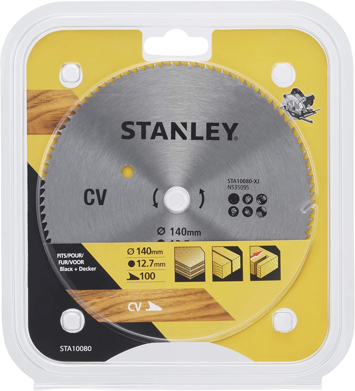 STANLEY STA10080-XJ Circular Saw Blade, 140 Mm X 12.7 Mm, 100T