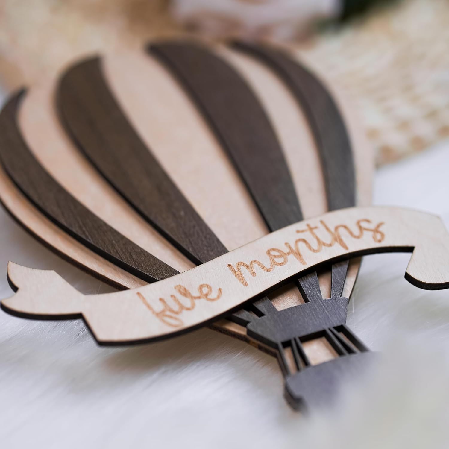 Baby Monthly Milestone Cards - Wooden Monthly Milestone Discs - Newborn Photography Props to Document Your Baby&acute;S Growth - Baby Announcement Sign (Air Balloon), BMM01 image number 1