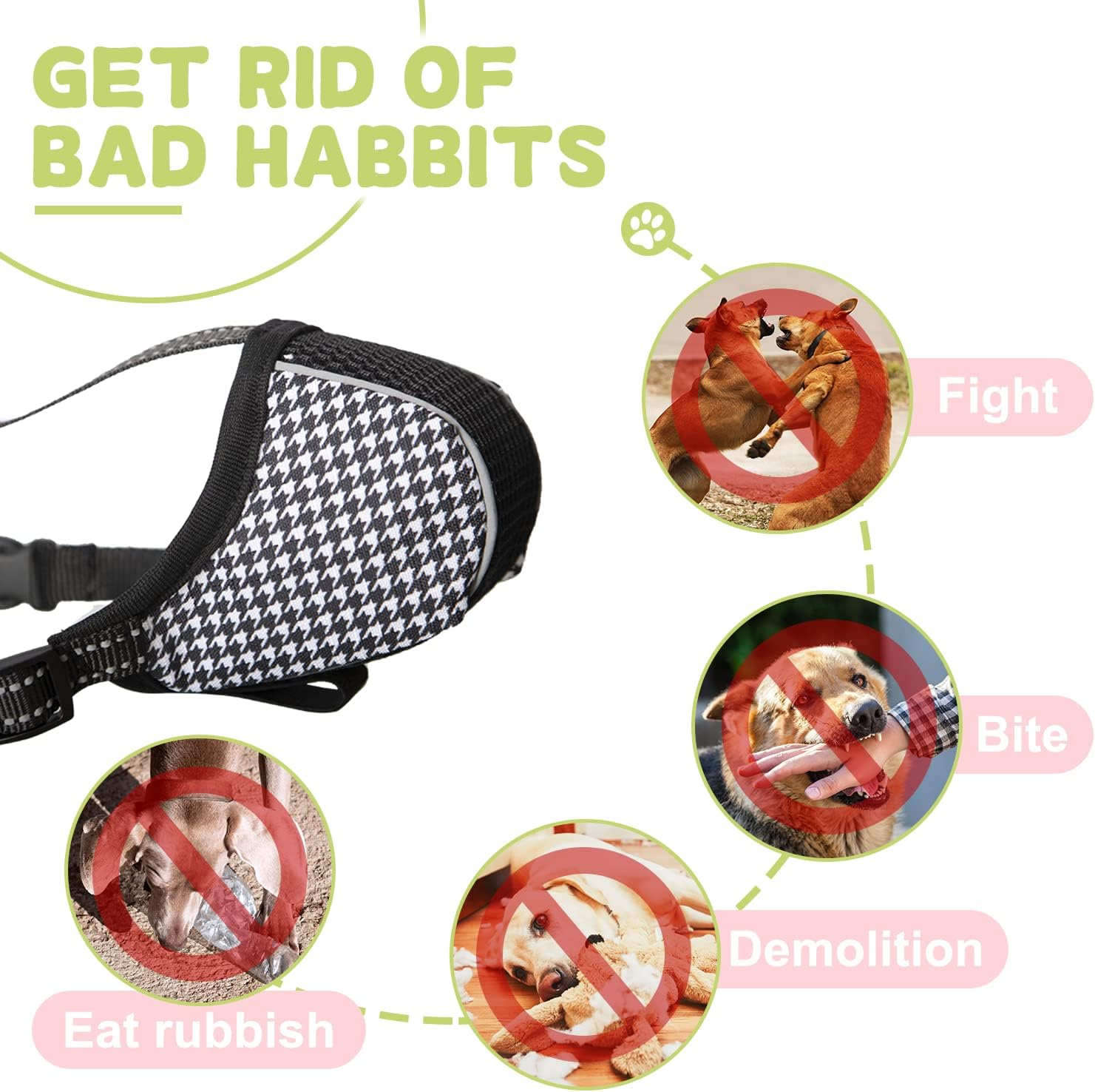 Dog Muzzle, Soft Dog Muzzle for Large Dogs Mask anti Biting Chewing Licking Breathable No Bark Muzzle Mesh Printed Full Coverage Muzzle with Anti-Falling Accessory for Small Medium Large Sized Dog XXL image number 2