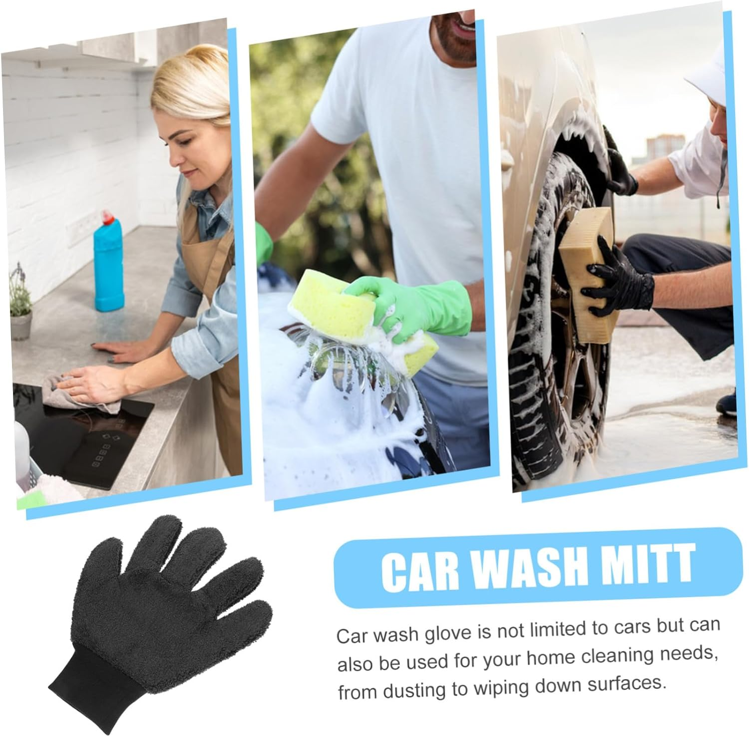 Happyyami Car Wash Glove Thickened Coral Fleece Microfiber Mitt Cleaning Lightweight Automotive Exterior Care Mitten for Gentle Vehicle and Home Use image number 6