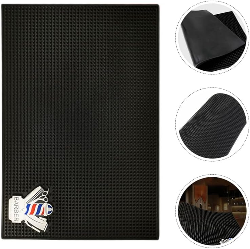 Iplusmile Silicone Barber Station Mat: 30 &times; 15 Cm Hairdressing Station Mat Non-Slip Barber Organiser Mat Professional Salon Hair Tools for Clipper Scissors and Comb image number 1