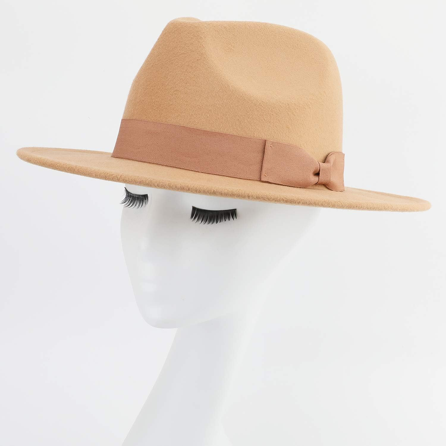 Besoogii Classic Wide Brim Women Men Fedora Hat with Belt Buckle Felt Panama Hat image number 3