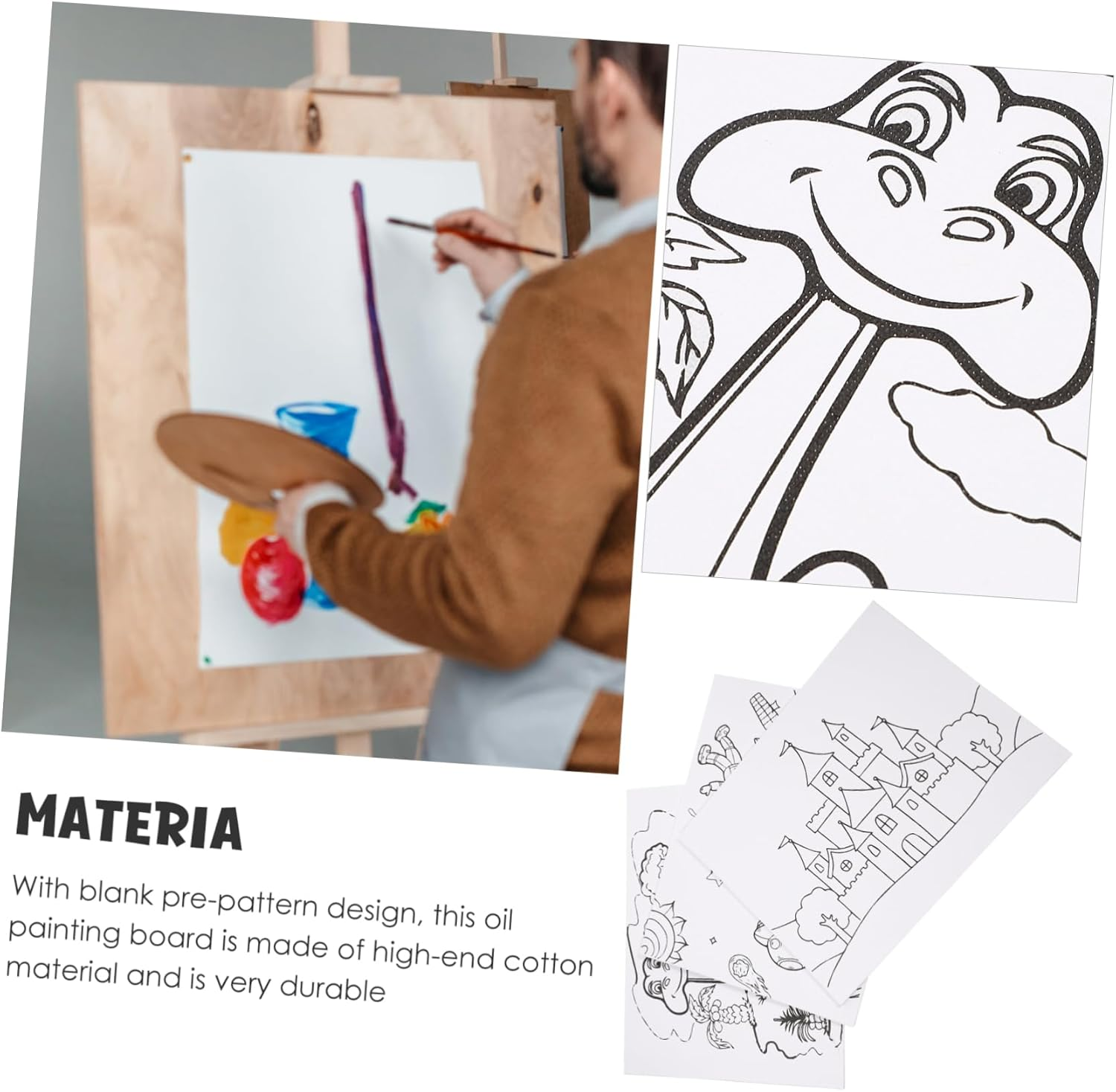 SHINEOFI 3Pcs Acrylic Painting Canvas Pre-Drawn Boys and Girls Art Canvases for Painting Art Supplies image number 3