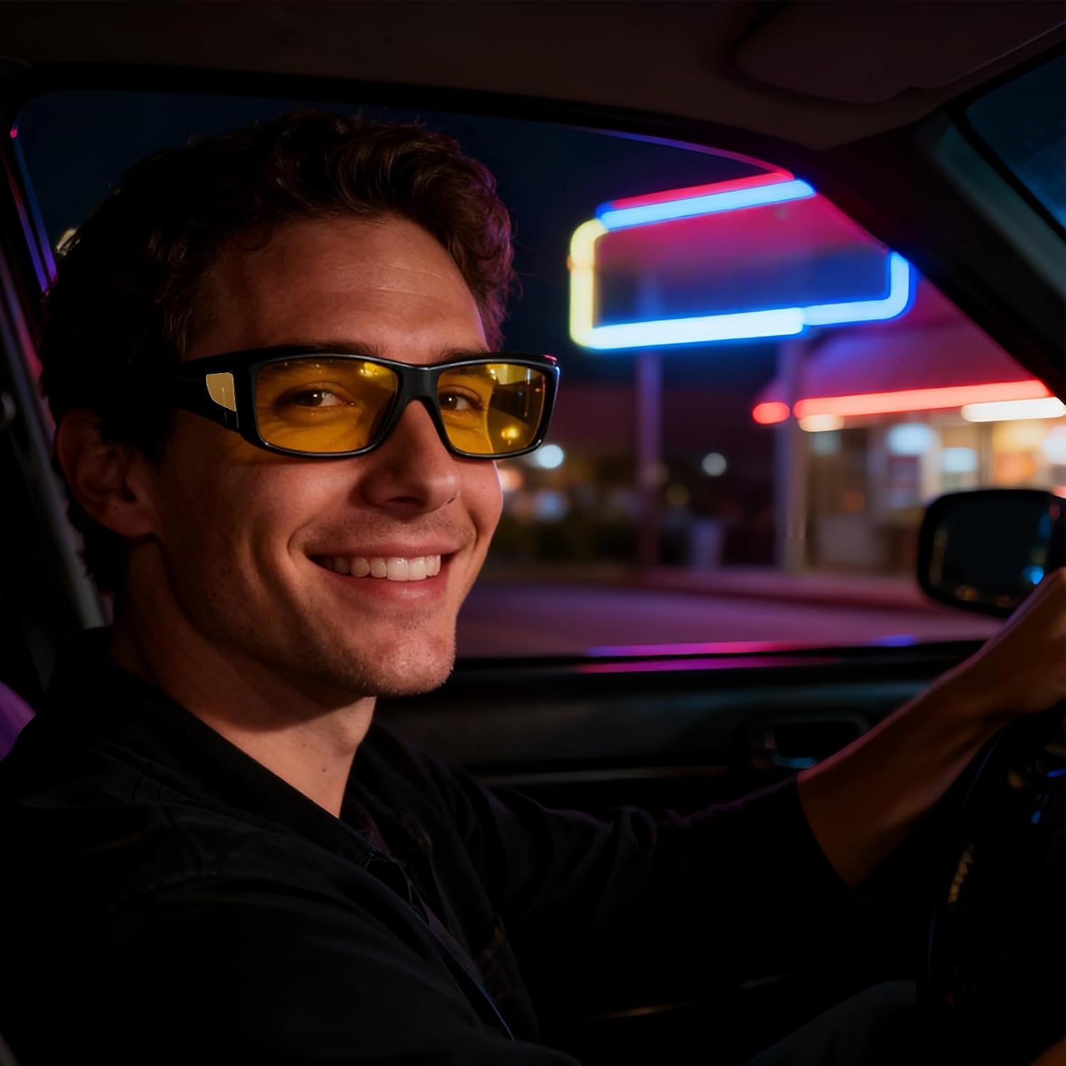 Fizepgo Night Vision Glasses for Driving - Uv400 Protection anti Glare Polarized Goggles,Night Vision Driving Glasses,For Men Women Blocking Eye Safety Computer Fishing Game image number 4