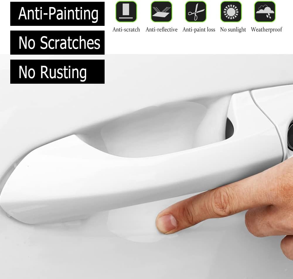 ASUBHA 4PCS Car Door Protector, Universal Waterproof Anti-Scratches Car Door Cup Protector, Transparent, Carbon Fiber Texture, TPU Material image number 2