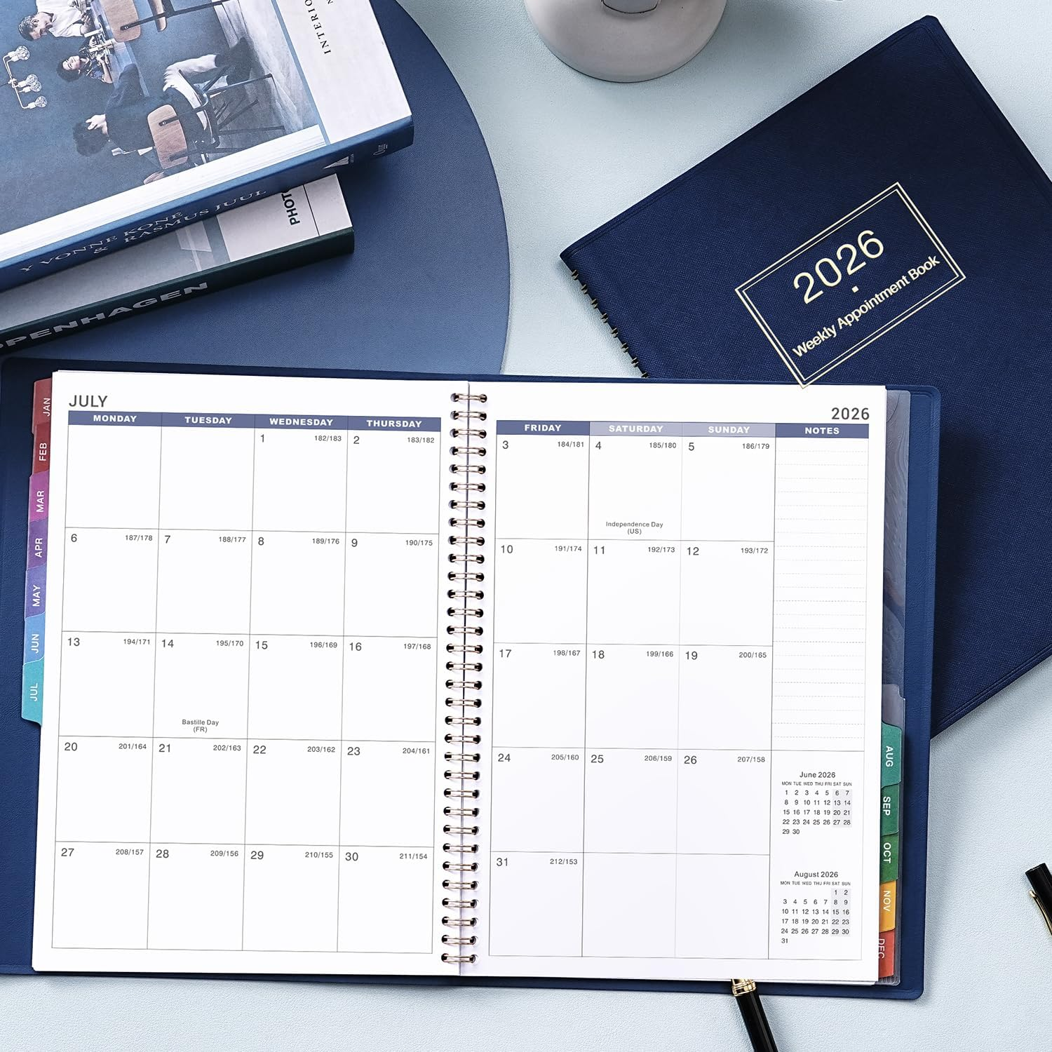 2026 Appointment Book - 2026 Diary from Jan 2026 - Dec 2026, A4 Week to View Appointment Diary 2026, Hourly Planner 2026 in 15 Minutes Times Slots, with Soft Leather Cover, 21.8 X 29 Cm, Colorful Tabs image number 2