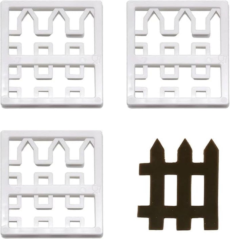 4 Pcs Plastic Fence Fondant Molds Cookie Cutter Mold Fondant Cake Cutting Molds for Baking Room Coffee Shop Cookie DIY Cake Border Decoration Baking Tools and Accessories, Bakeware（White） image number 3