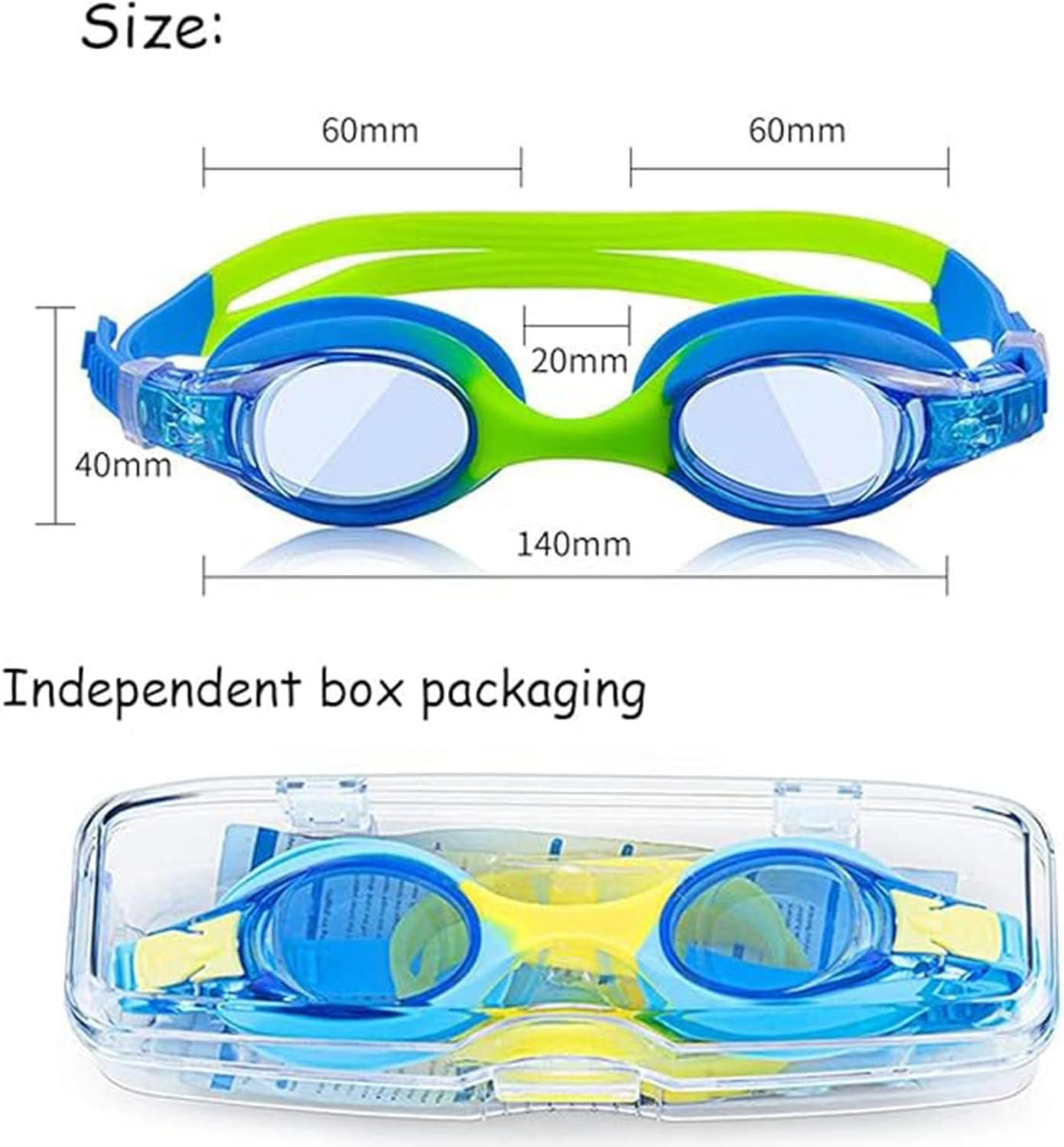 2Pack Kids Swim Goggles, No Leaking anti Fog Kids Goggles Swimming Goggles with Clear Wide Vision, Waterproof Kids Swimming Goggles with Ear&Nose Plug for Boys Girls Children image number 4