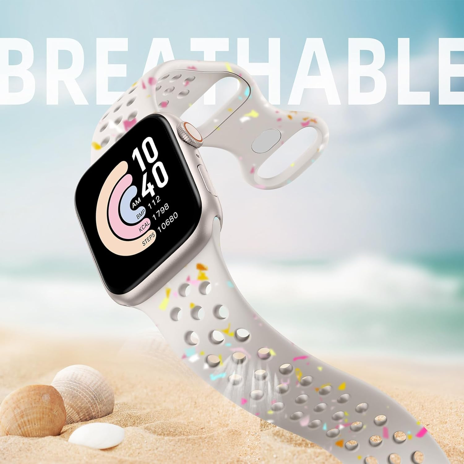 WJK Compatible with Apple Watch Band 38Mm 40Mm 41Mm 42Mm 44Mm 45Mm 46Mm 49Mm Women Men, Recycled Plastic Breathable Sport Strap for Iwatch Series 11 10 9 8 7 6 5 4 3 2 1 SE Ultra 3 2 1, Multi Colors image number 4