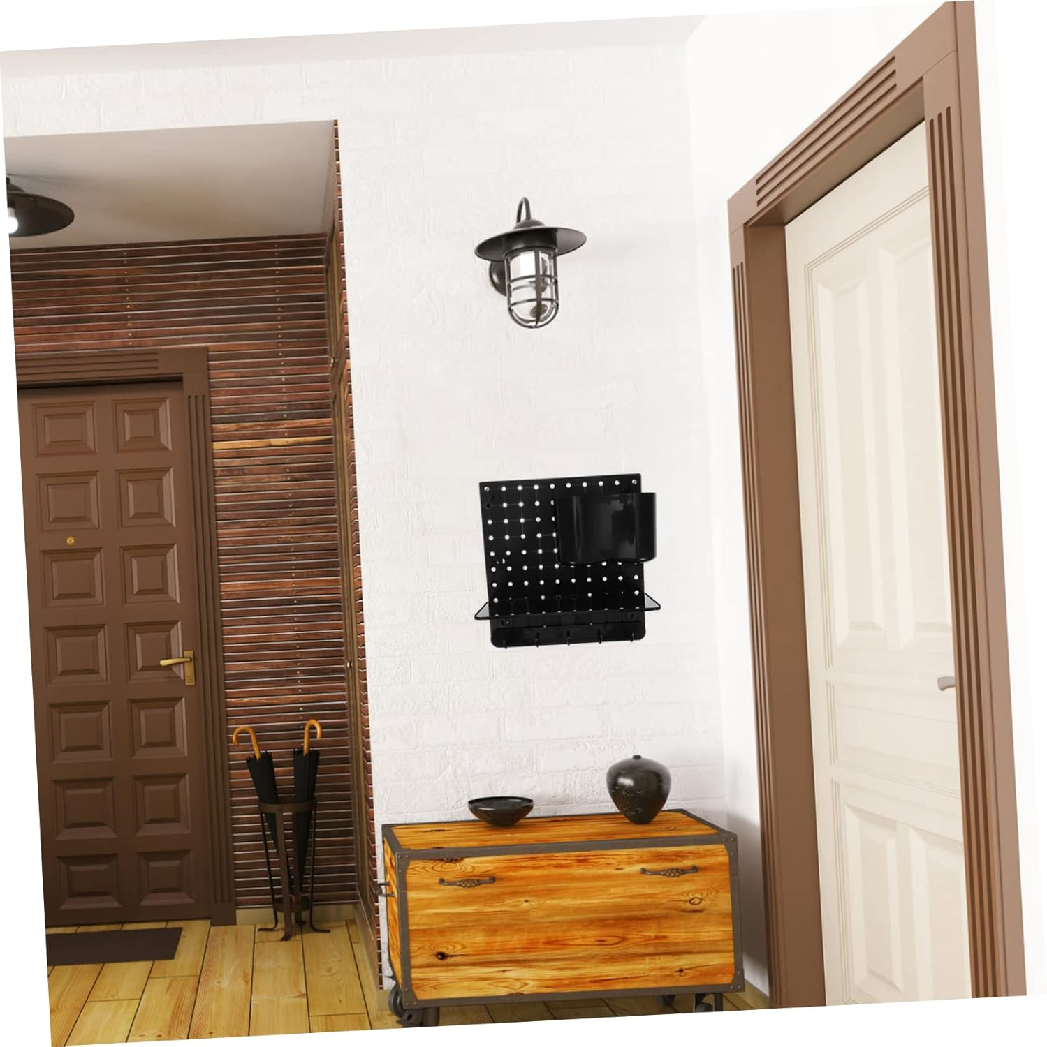 Perforated Board for Kitchen Bedroom Storage Wall-Mounted Pegboard Organizer Material Versatile Function for Home Organization image number 2