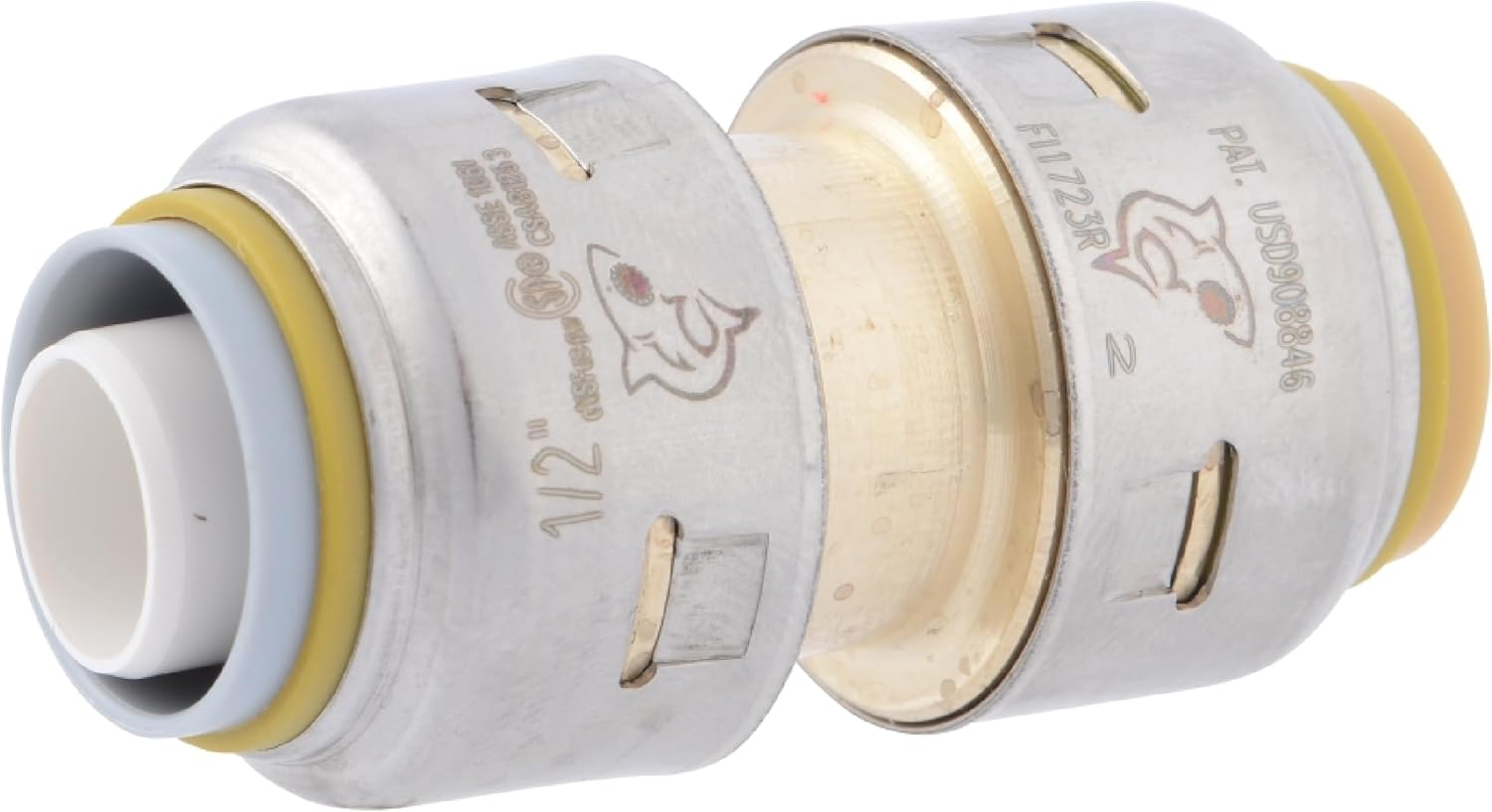 Sharkbite Max 1/2 Inch Polybutylene Transition Coupling, Push to Connect Brass Plumbing Fitting, PEX Pipe, Copper, CPVC, PE-RT, HDPE, UR4008A image number 2
