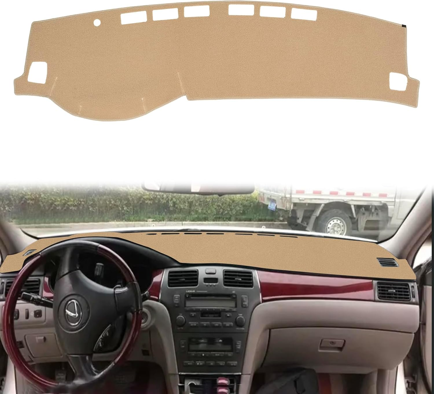 Dashboard Cover Dash Cover Mat Pad Custom Fit for Lexus ES350 2007 2008 2009 2010 2011 2012(Beige)
