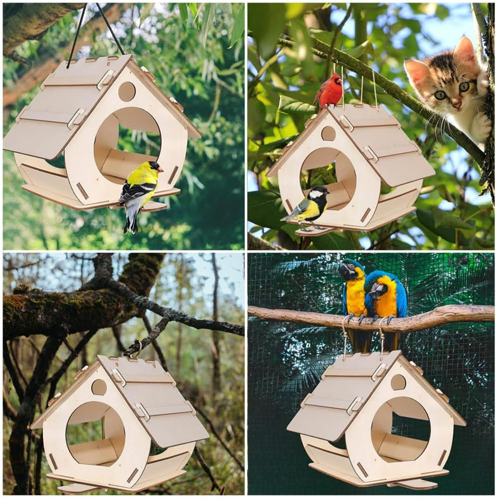 Wooden Bird Feeder, Bird House, Traditional Bird Nesting House, Birds Nesting Box,Garden Birdhouse, Bird Feeder Shelter, Outdoor Bird Houses for Tree Bird House Backyards Hummingbird Feeder image number 1