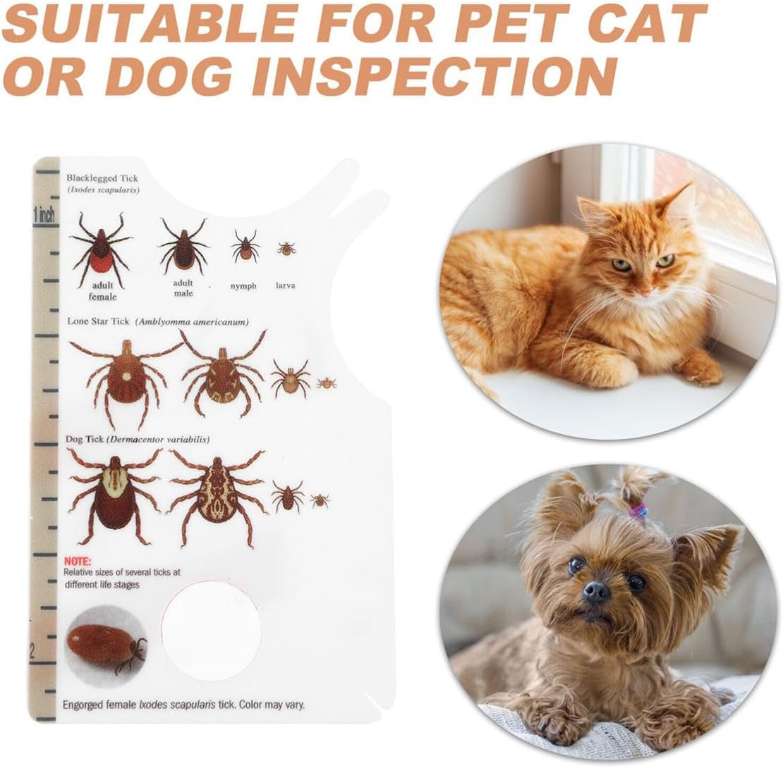 Tick Remover Tools,2 Pcs Tick Catching Card with Magnifying Glass Pets Lice Catcher Plastic Tick Remover Card Suitable for Removing Ticks on Cats and Dogs image number 4