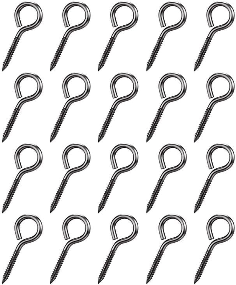 20Pcs 40Mm Galvanised Eye Screws Silver - Self-Drilling Wall Hooks for Hanging Plants/Bird Feeders/Curtains, Indoor & Outdoor Use
