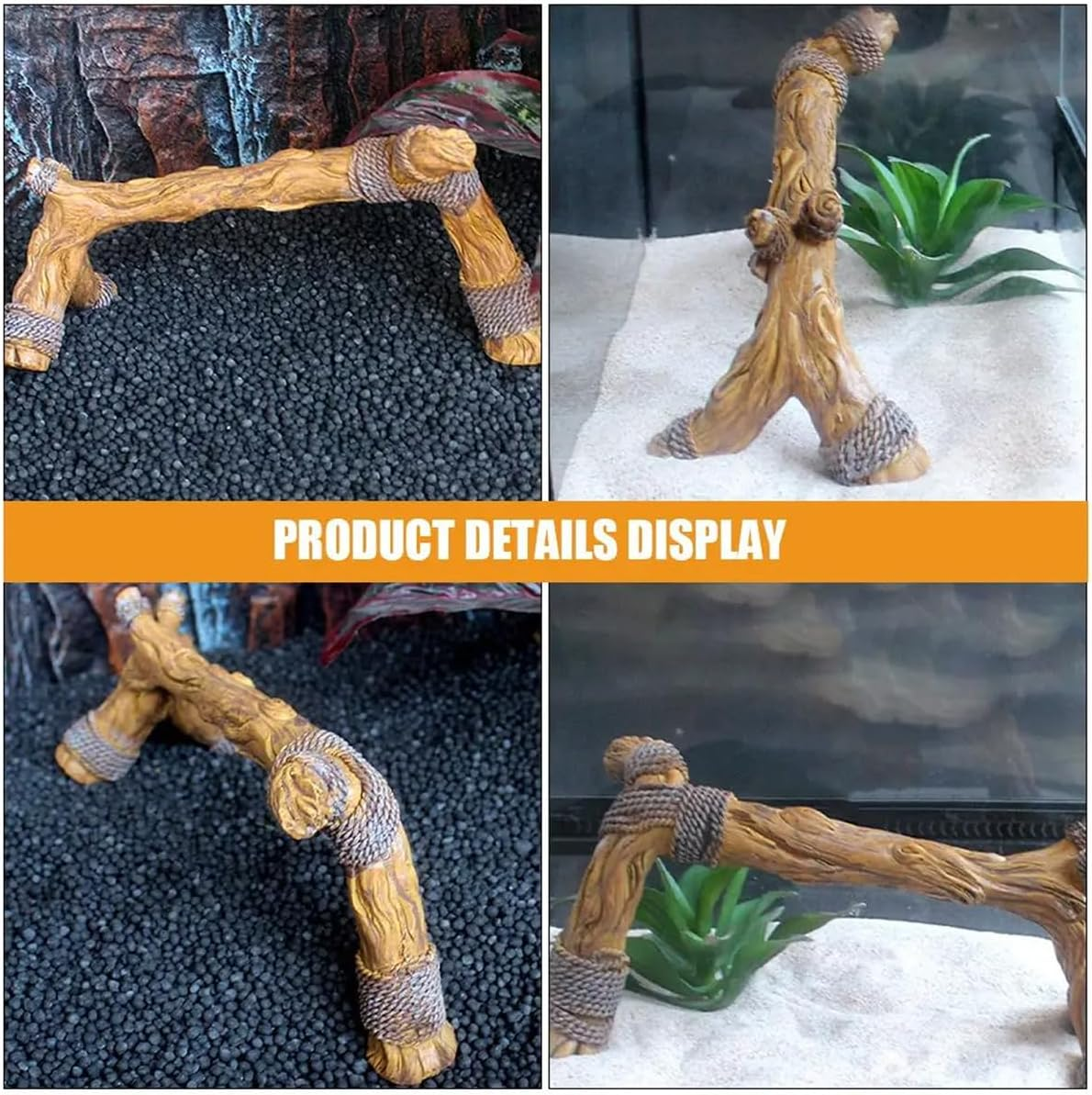 AIMALL Reptile Climbing Branch Decoration &ndash; 9.44In Resin Tree Limb for Lizards, Terrariums, Amphibians, Rainforest Landscaping with Textured Grip & Stable Base image number 6