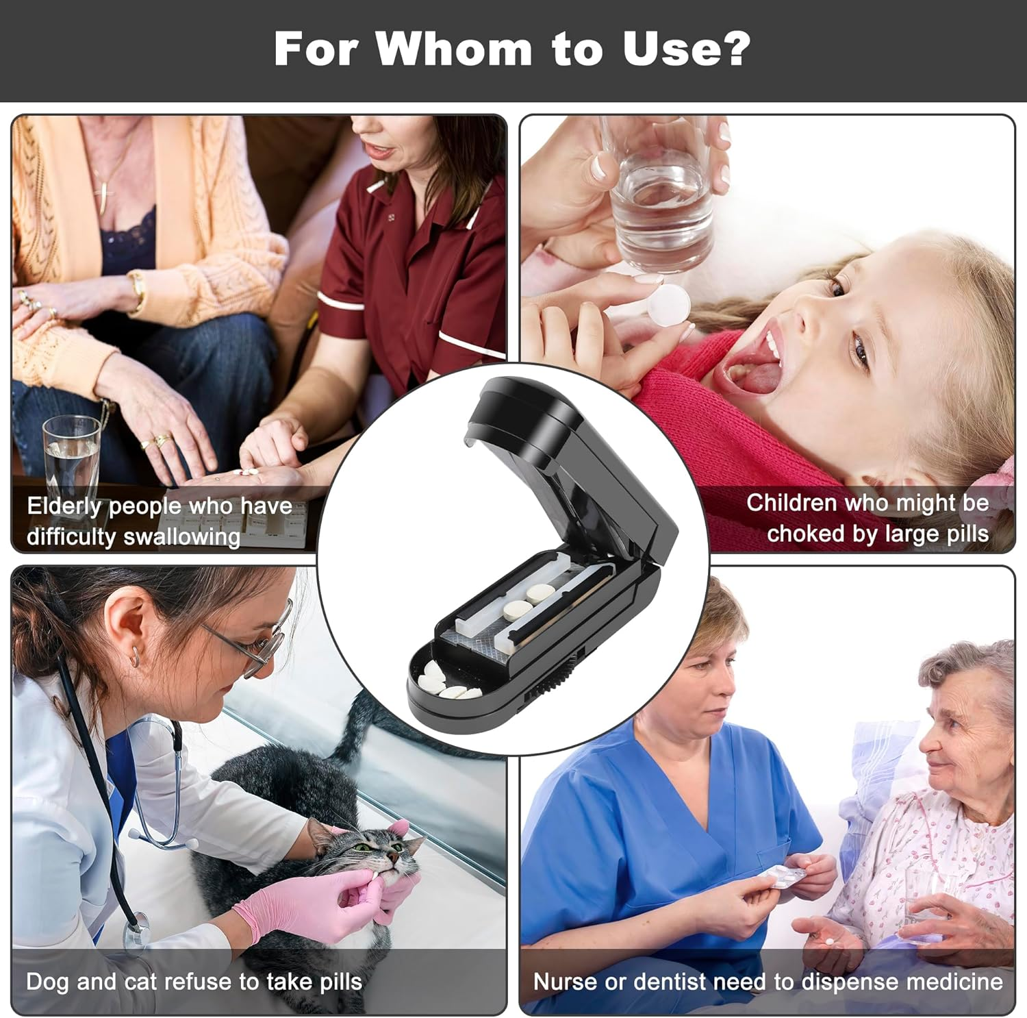 Pill Cutter for Small Pills, Upgraded Adjustable Pill Cutter with Tablets Alignment, Sharp Multiple Pill Splitter with Blade Guard, Safety Medicine Slicer Vitamin Divider Cutting Drugs Half Quarter image number 1