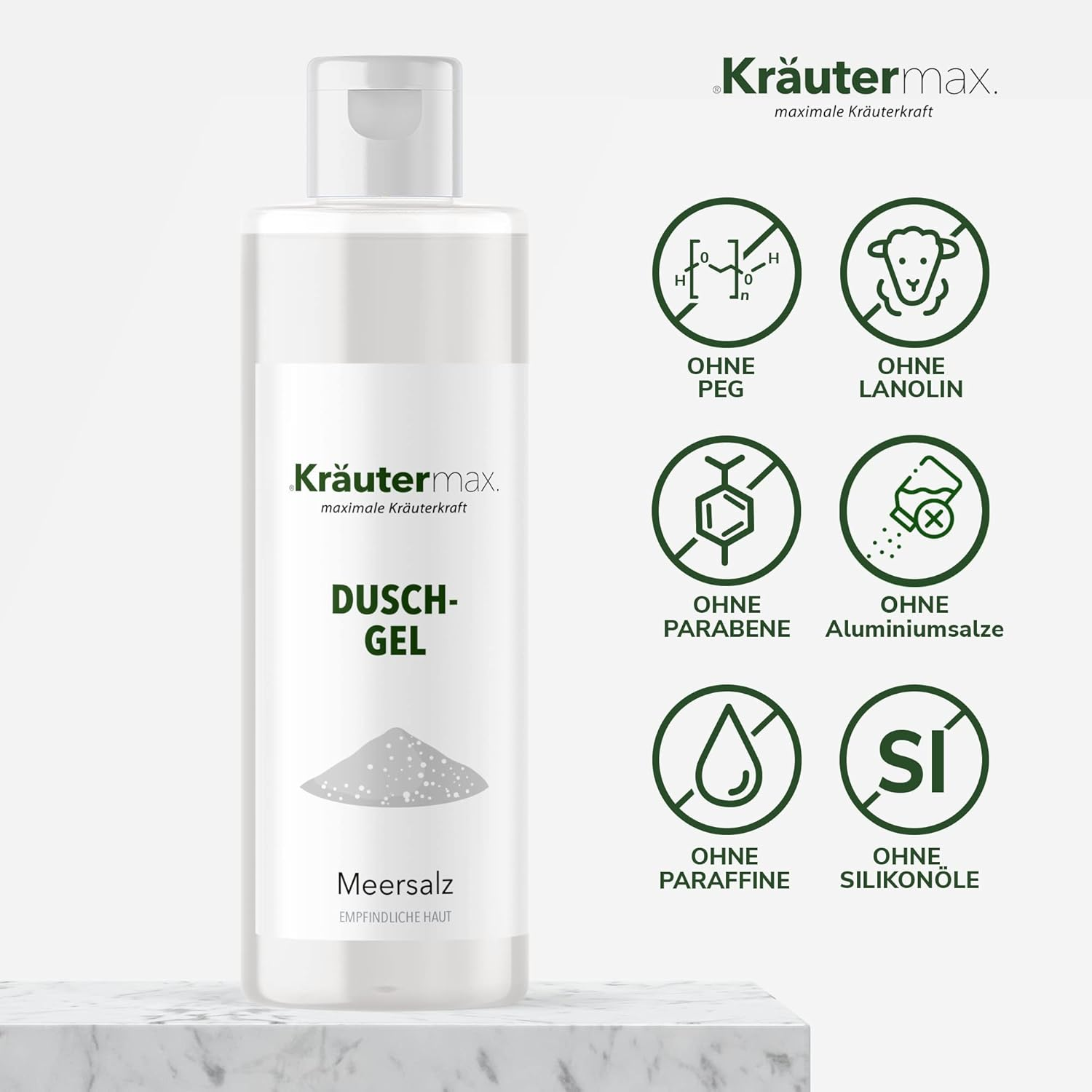 Kr&auml;utermax. Meersalt Shower Gel Natural Cosmetics for Skin and Hair 250 Ml image number 5