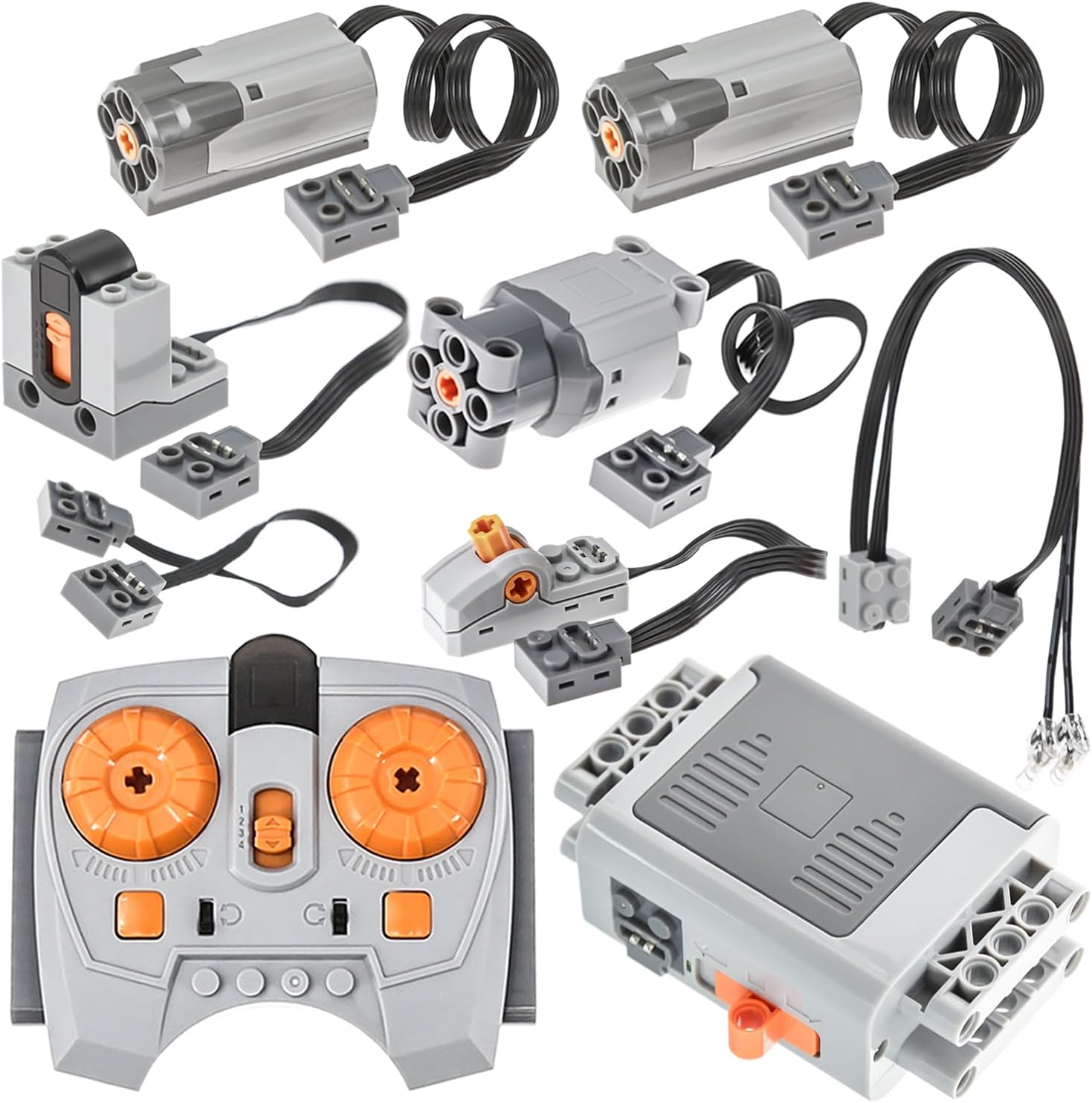 Cobers 9Pcs Power-Function Kits Set Compatible with Major Brand Technic-Parts Motor-Set IR Receiver Adjustable Speed Remote-Control AA Battery Box Switch Light Extension Wire image number 1