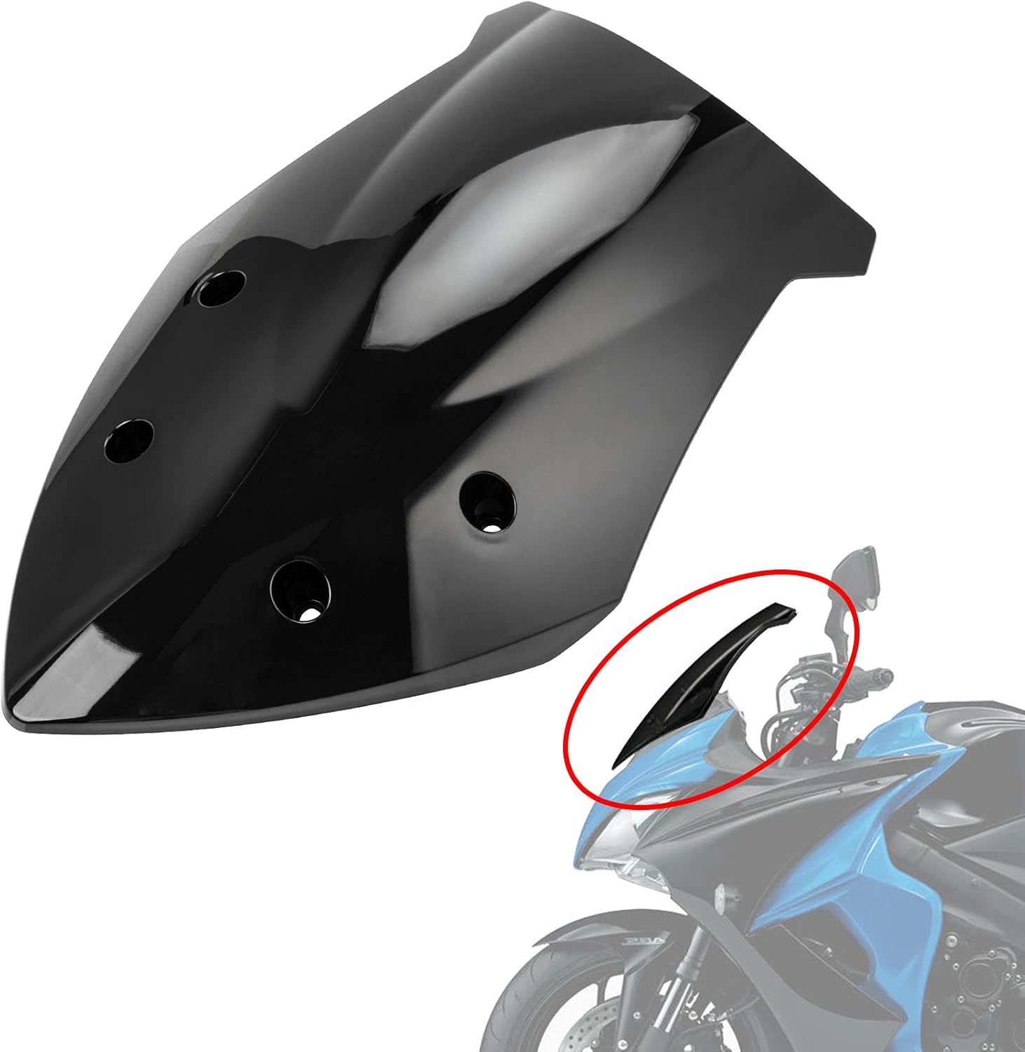 Windshield Windscreen Double Bubble for GSXS1000 GSXS1000F 2015-2021(Black)