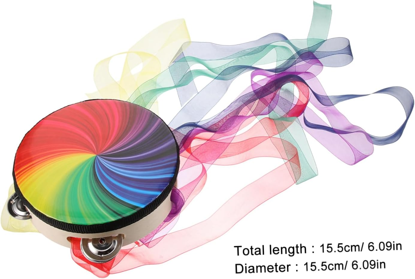 Minkissy Handheld Tambourine with Ribbons Percussion Drum for Dance Performances Lightweight and Durable for Stage Church and Music Lessons image number 6