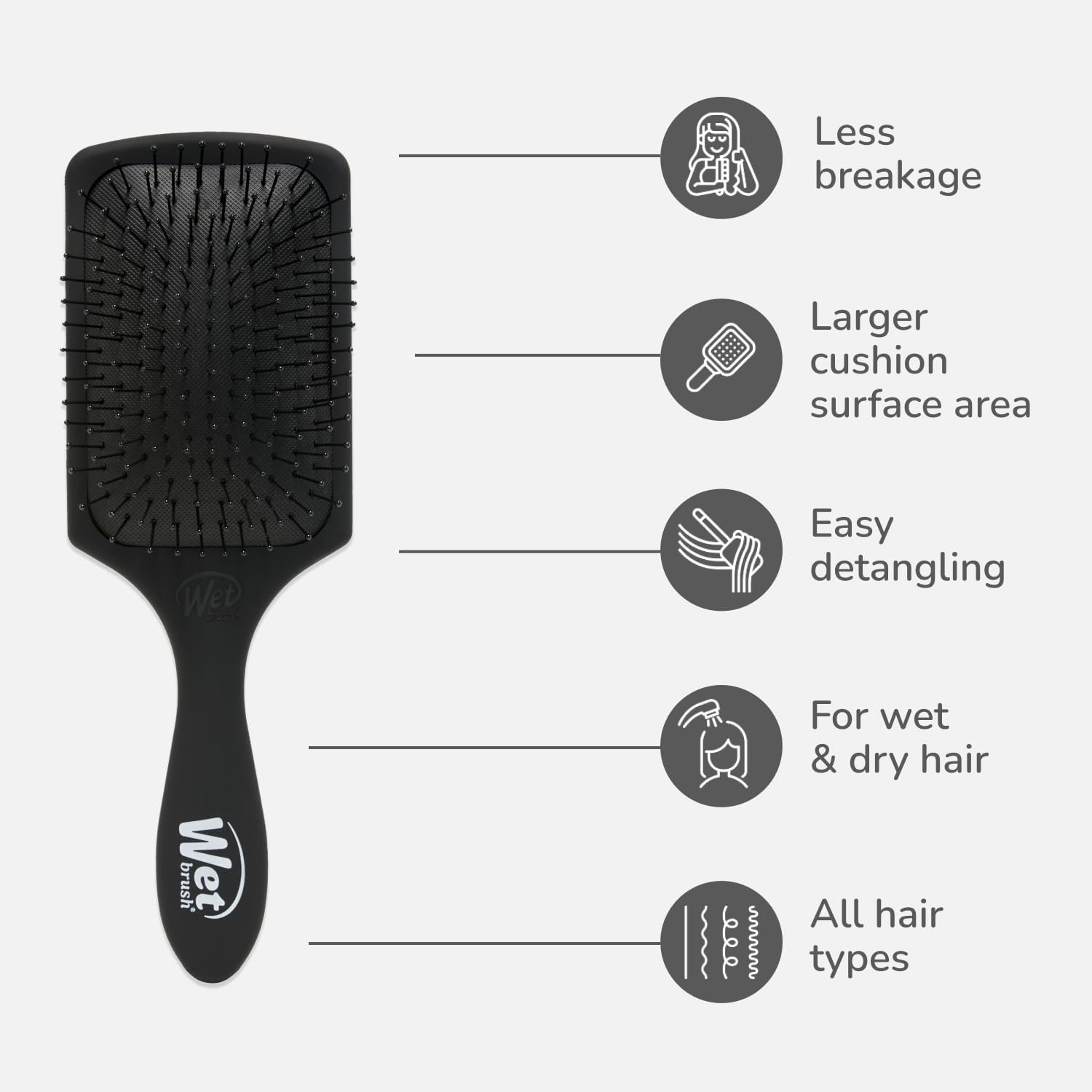 Wet Brush Paddle Detangler Hair Brush, Black Frost - Ultra-Soft Intelliflex Detangling Bristles with Aquavent Design - Spread Hair Treatments Evenly - Glides through Tangles for All Hair Types - Purple Frost image number 3