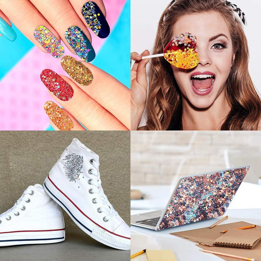 31 Boxes Holographic Nail Sequins Colorful Sticker Nails Art Glitters Flakes Stickers for Christmas Decoration image number 4