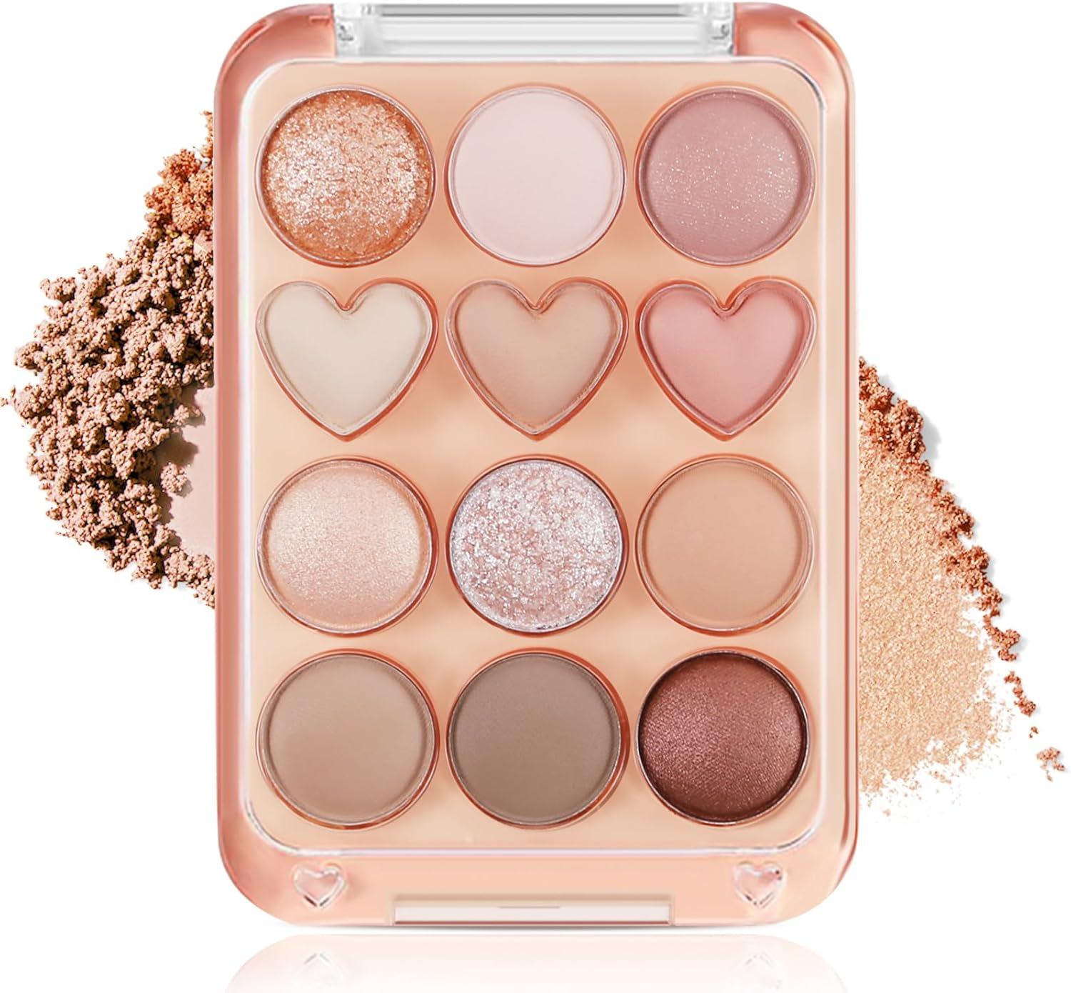 Boobeen Colorful Eyeshadow Palette, Blendable Shimmer and Matte Nudes Shades, 12 Pigmented Powder, Bright Eye Makeup Palette