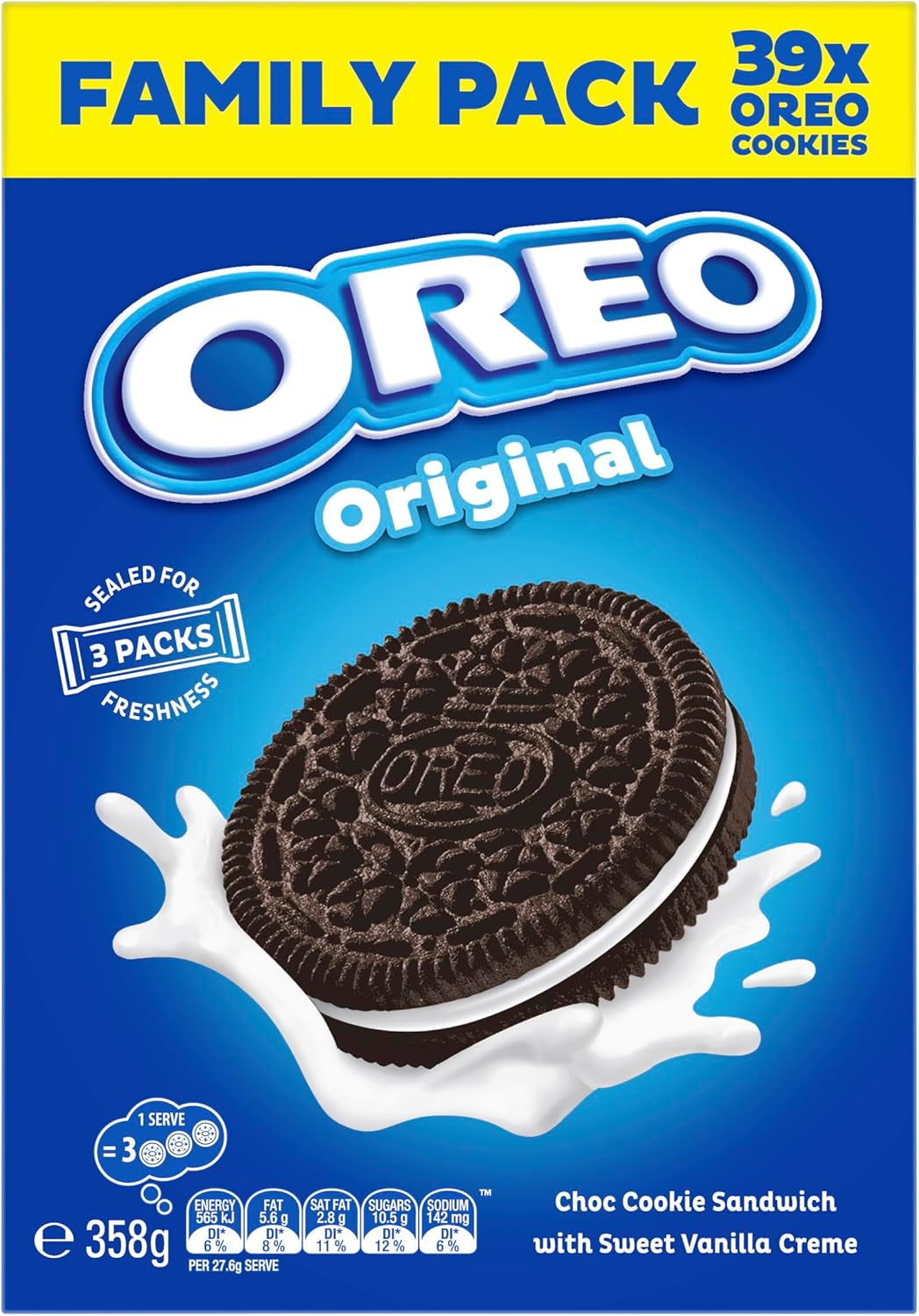OREO Original Sandwich Biscuit Family Pack 358G - Pack Of 2 image number 2