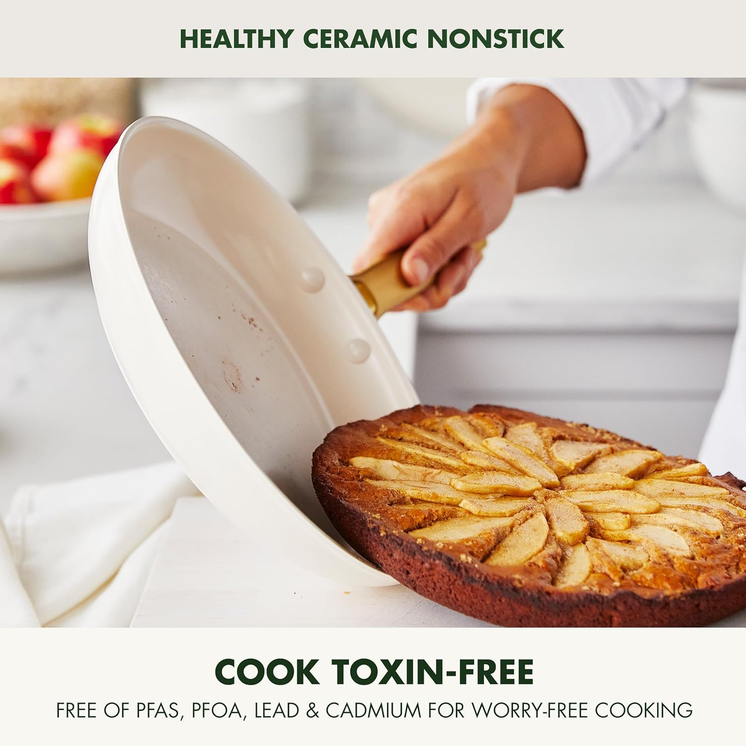 Greenpan Reserve Hard Anodized Healthy Ceramic Nonstick 10 Piece Cookware Pots and Pans Set, Gold Tone Stainless Steel Handle, Pfas-Free, Dishwasher Safe, Oven Safe, Cream White image number 6