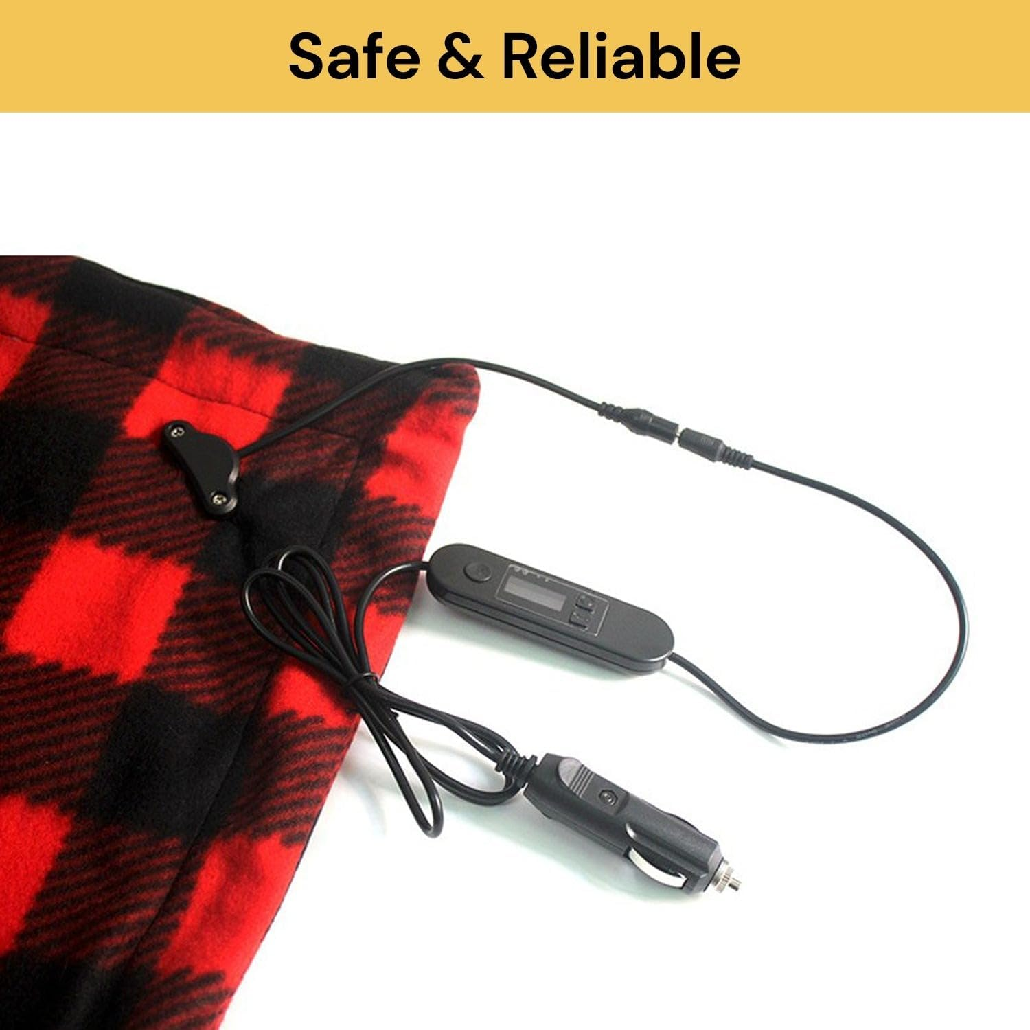 EZONEDEAL Electric Car Blanket - Heated 12 Volt Fleece Travel with Throw Heat Setting Time-Off Controller for Car Truck Boats and RV -Great for Cold Weather, Tailgating, and Emergency Kits image number 3