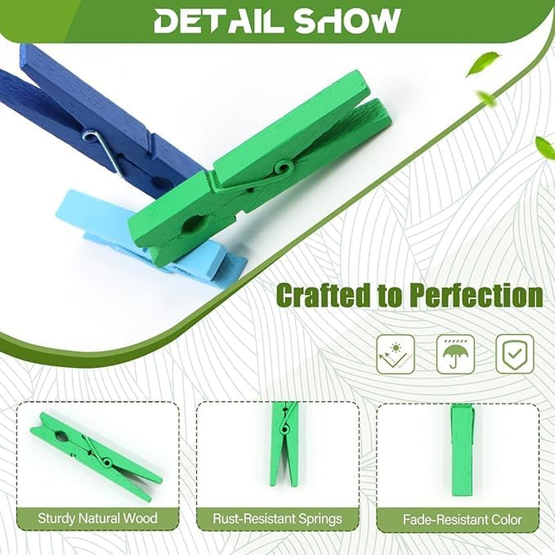 100 Pcs Colored Clothes Pins Woodenclose Pins Woodencolored Clothespins Crafts 2.9In X 0.4In Clothes Pin, Pins for Crafts, Hanging Clothes, Laundry image number 6