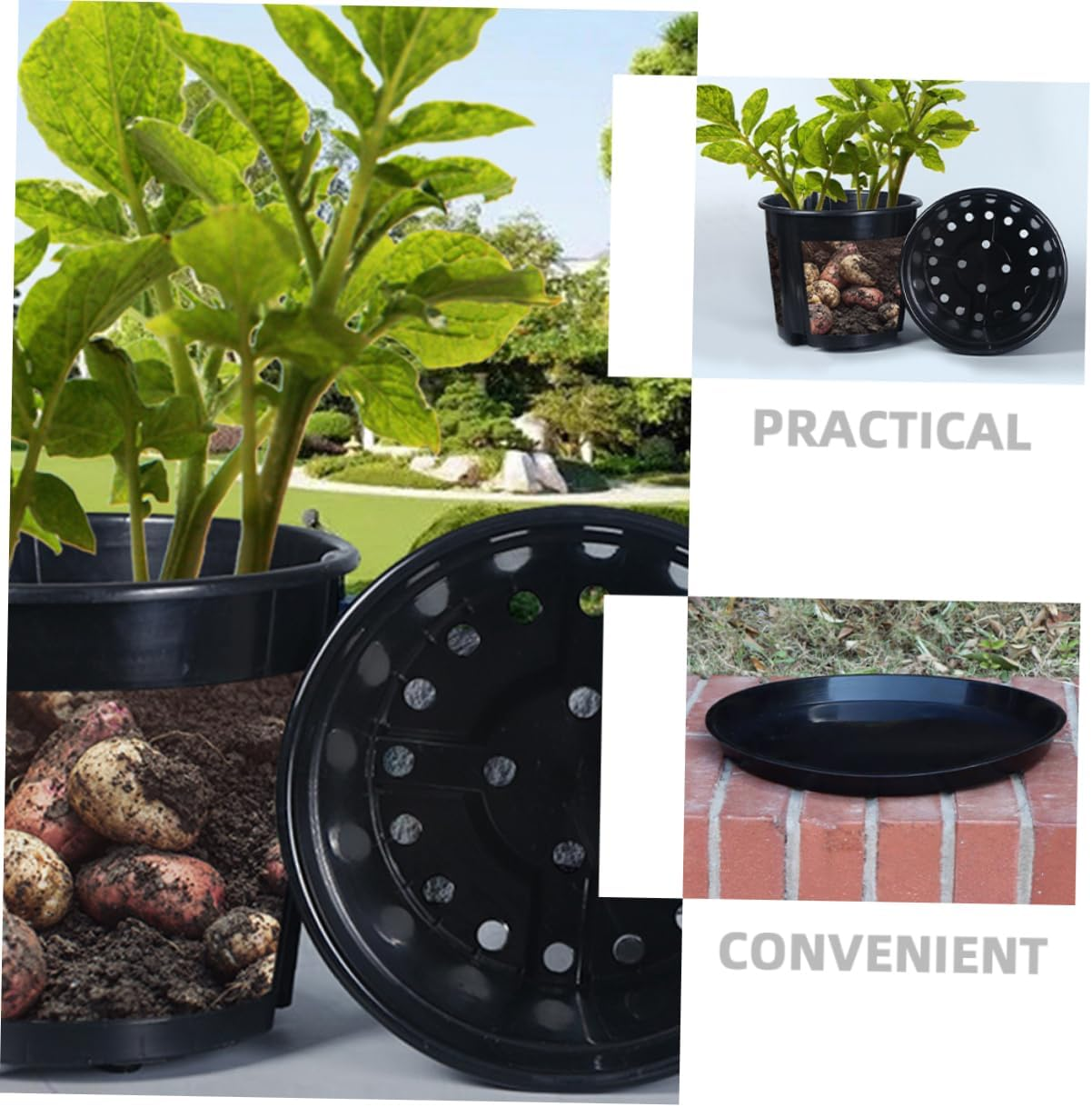 MERRYHAPY 1Set Vegetable Planter Pot for Growing Potatoes Ginger Tomatoes Container Drainage for Home Gardening Balcony Use and Planting image number 1