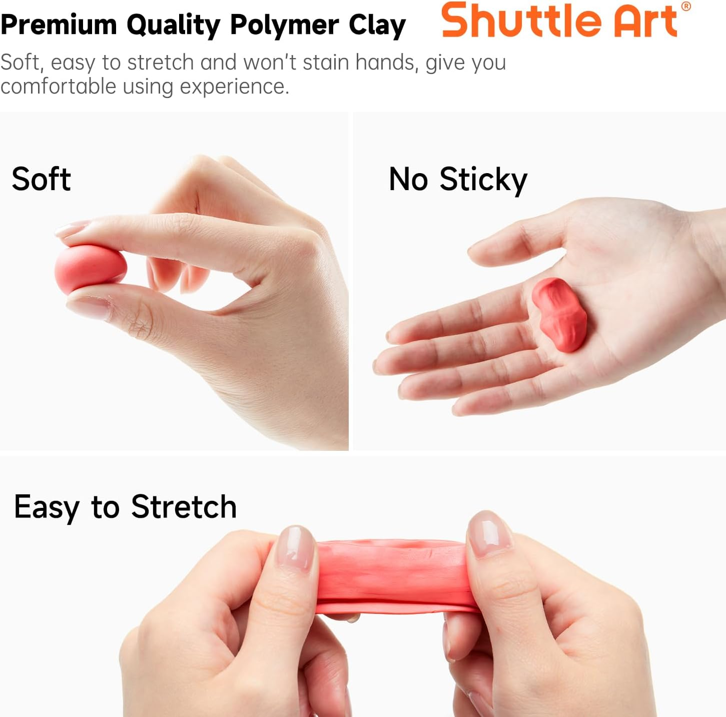 Shuttle Art 117 PCS Small Block Polymer Clay Kit, 95 Unique Colors & Extra Basic Colors, 5 Modeling Clay Tools, Non-Toxic, Non-Sticky, DIY Art Craft for Kids Beginners image number 4