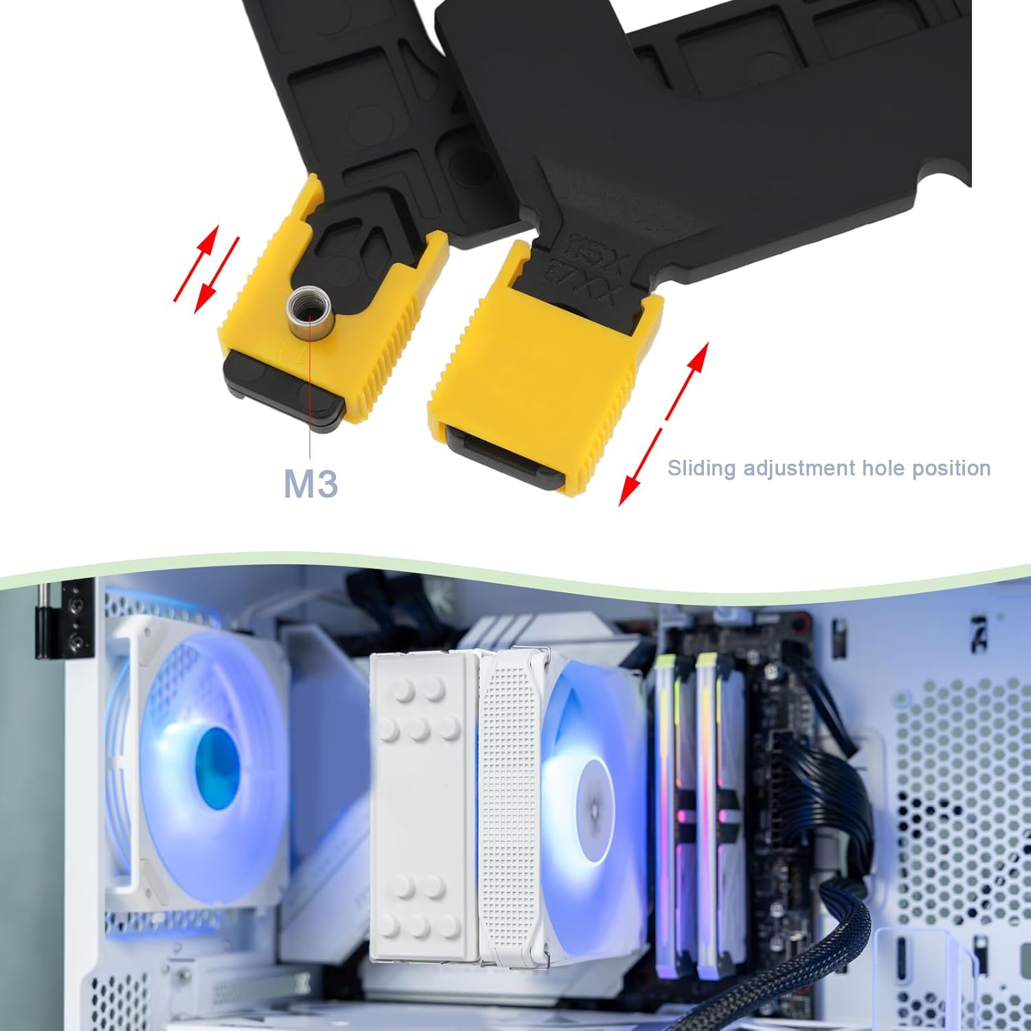 LT Easiyl 2PCS Desktop Computer CPU Cooling Fan Bracket Compatible with LGA1700 LGA1200 Lga115X 91X13.7Mm Hole Spacing 75/78Mm Adjustable Motherboard Backplate image number 1