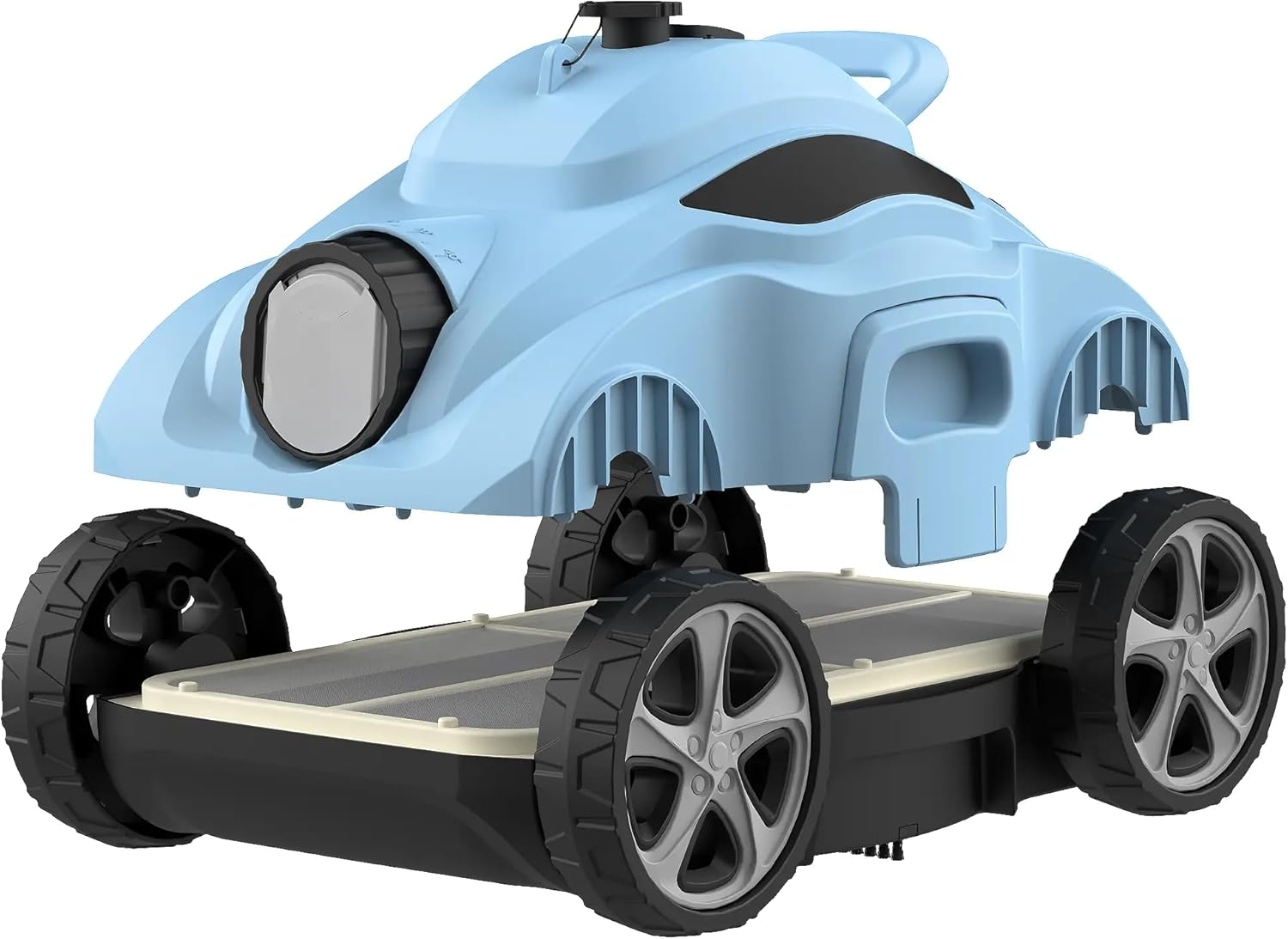 Robotic Pool Vacuum Cleaner, Cordless Pool Cleaner Robot with Dual Motors, Automatic Pool Cleaning Vacuum up to 110 Mins, Quick Drainage, Idea for above Ground Pool up to 100 Sq.M