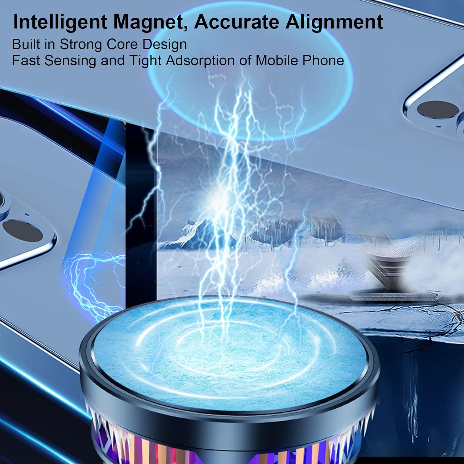 Phone Cooler, Cellphone Radiator Phone Cooling Fan Intelligent Temperature Control Lightweight Portable Universal Phone Radiator for Gaming Live Streaming image number 6