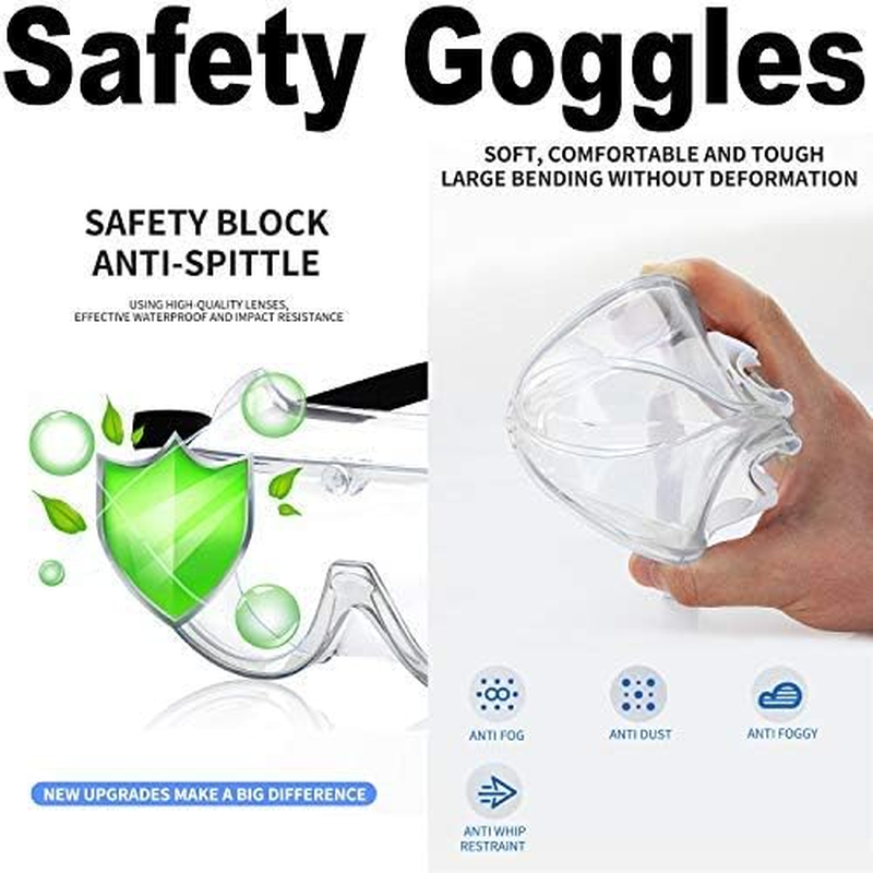 POWERLAP PRO Large Clear Safety Goggles Soft Tough Bendable Progear | Safety Glasses Impact Resistant | Protective Glasses Shooting Glasses Eye Protection Eye Shield Protective Eyewear Goggle image number 1