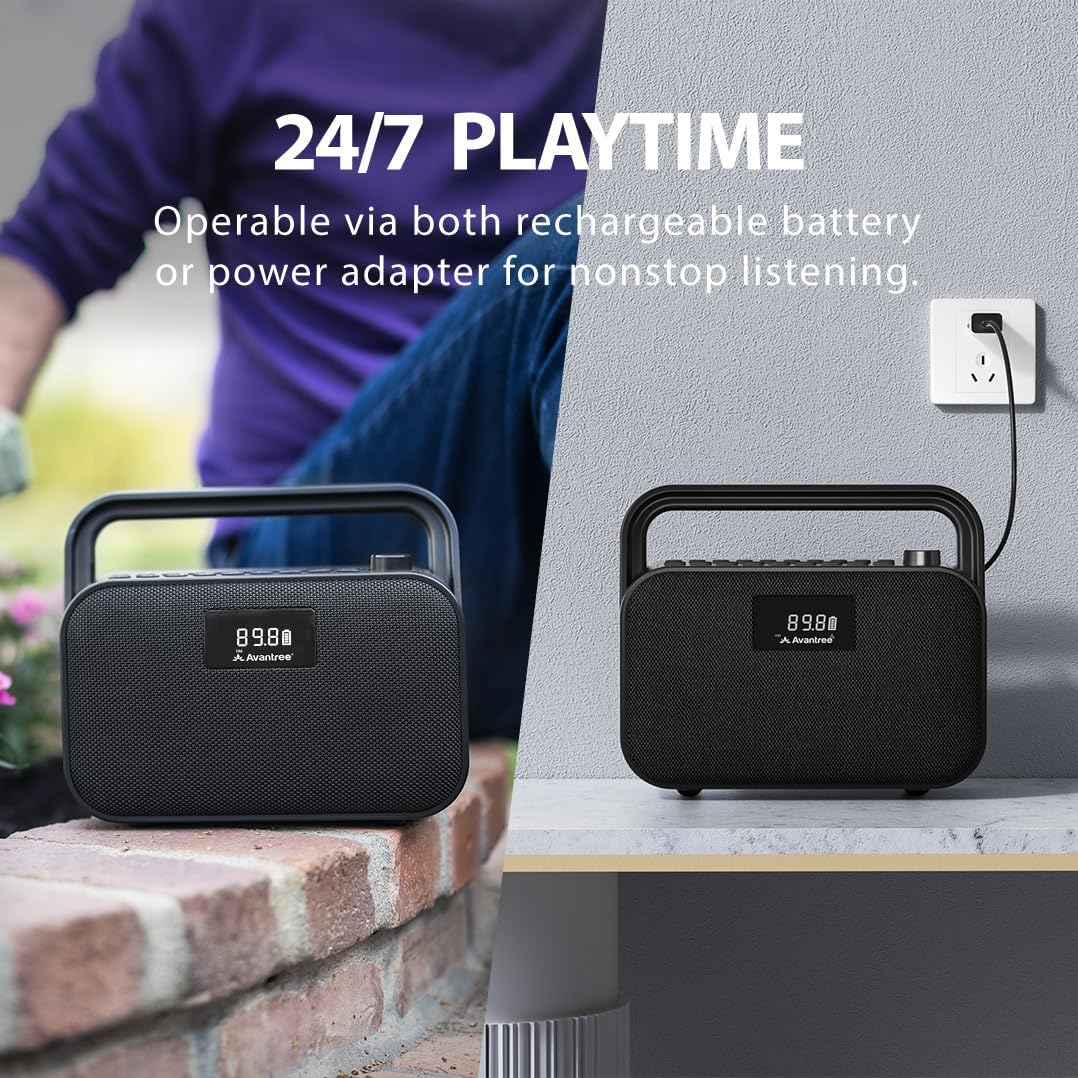 Avantree Powerbyte - Portable Digital FM Radio with Powerful 30W Stereo Bluetooth Speakers & SD Card Player, 20Hr Rechargeable Playtime, Extended Range, Wireless Loud Outdoor Speaker & U Disk Player image number 2