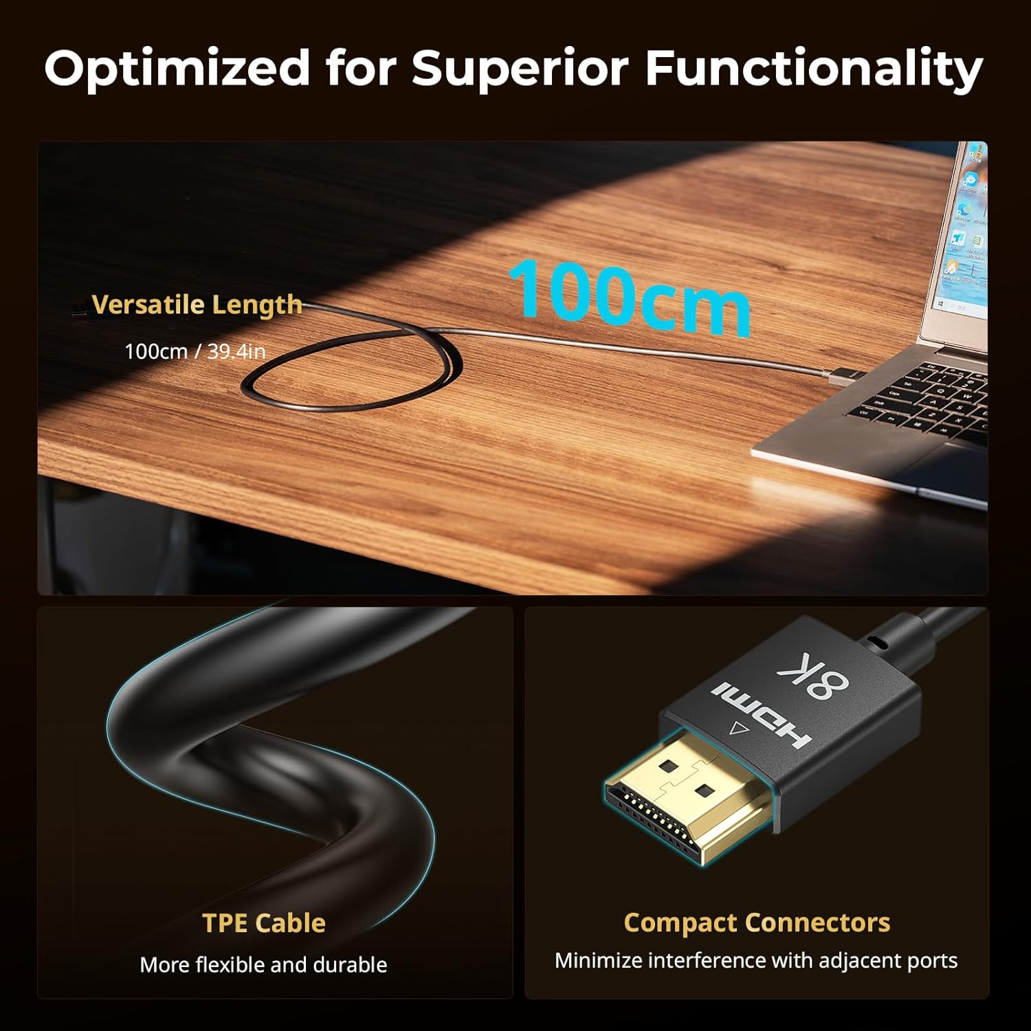 Smallrig 8K HDMI Data Cable (A to A) (100Cm) 5086 image number 5