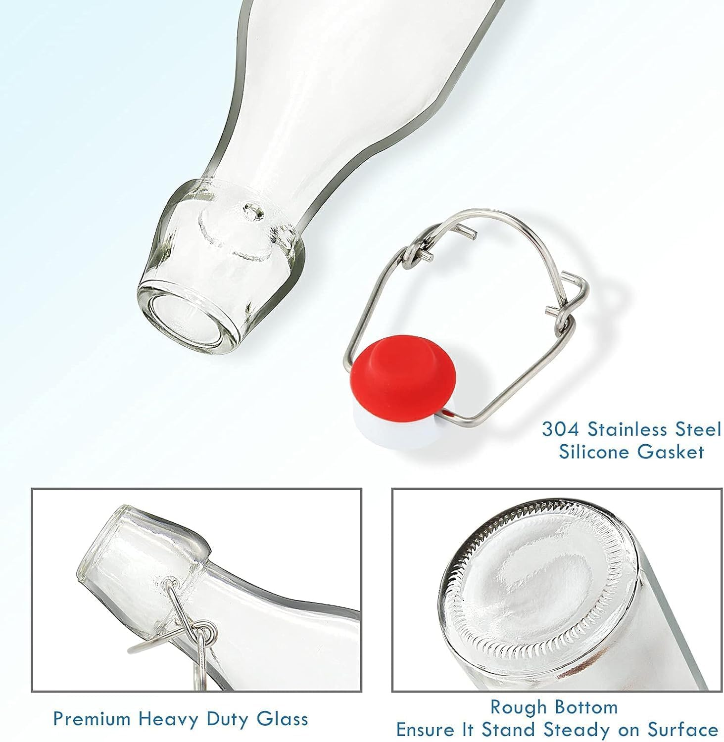 8 Pcs 8 Oz Swing Top Glass Bottles with Flip Airtight Lids Stickers Caps Funnel Rope Labels for Vanilla Extract, Home Brewing, Kombucha, Beer, Oil, Vinegar, Kefir, Limoncello, DIY Gifts & Presents image number 3